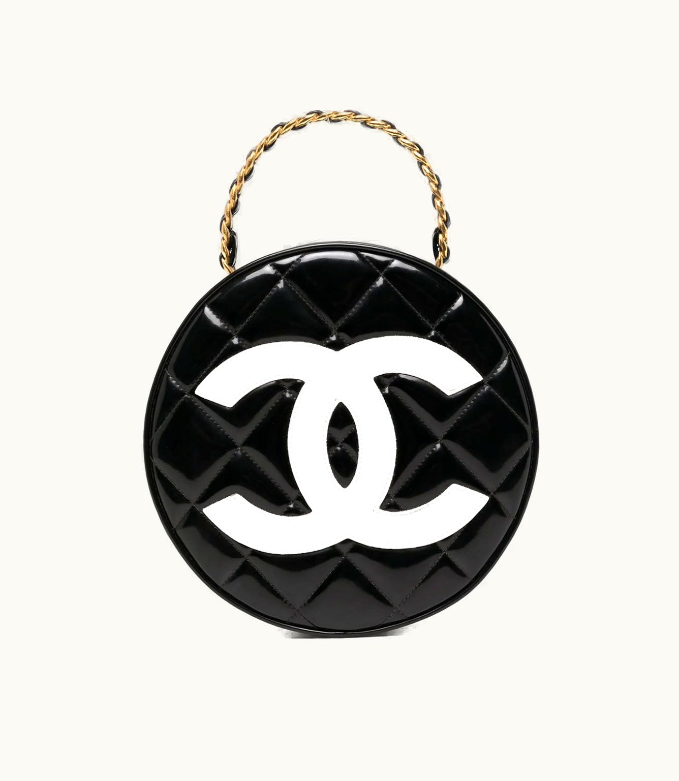 Chanel Chanel 1995 CC Diamond-Quilted Round Vanity Bag