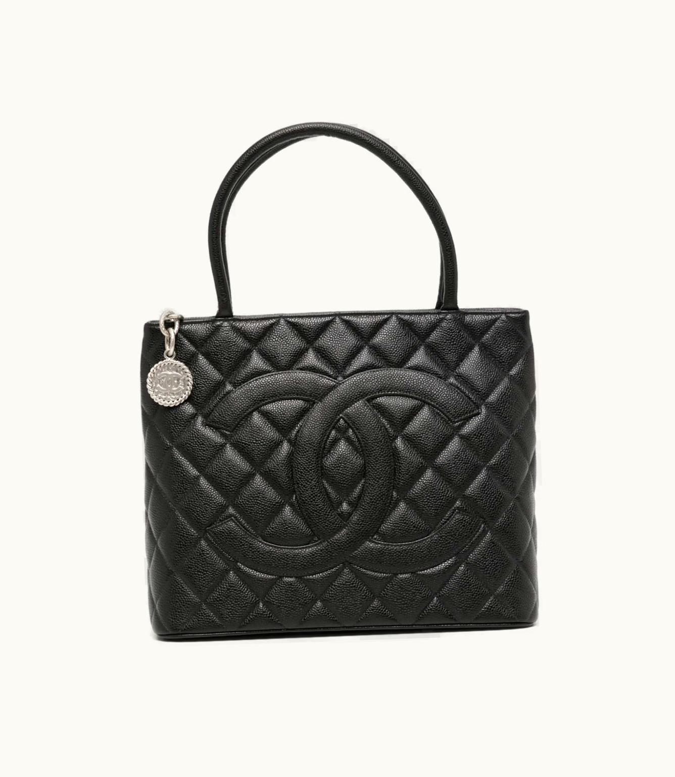 Chanel CHANEL 2022 Medallion Caviar Leather Tote Bag Black
