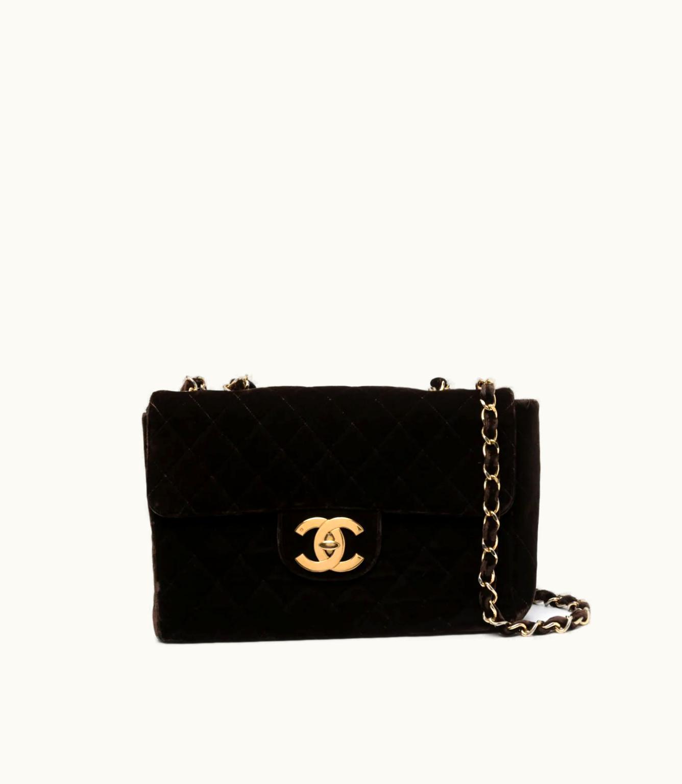 Chanel Chanel 1990S Jumbo Velvet Shoulder Bag