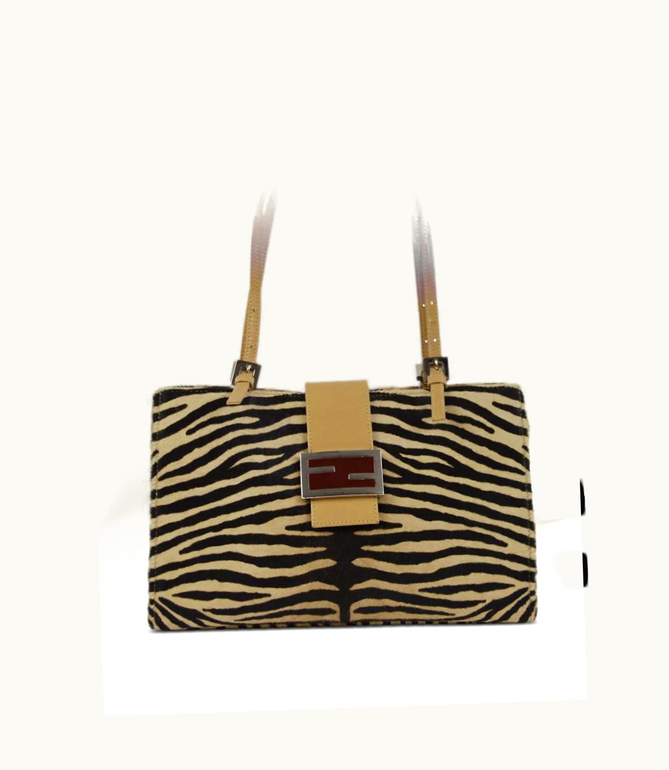Fendi Fendi 1990-2000S Ff-Plaque Tiger-Print Handbag