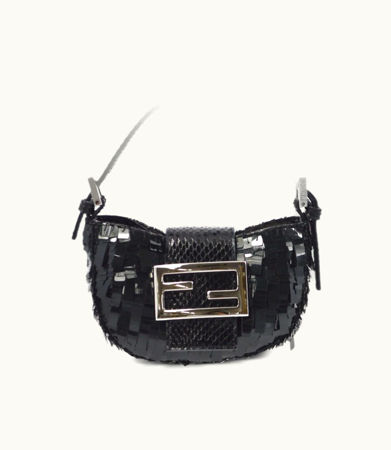 Fendi Fendi 1990-2000 Mini Sequin-Embellished Ff-Plaque Handbag