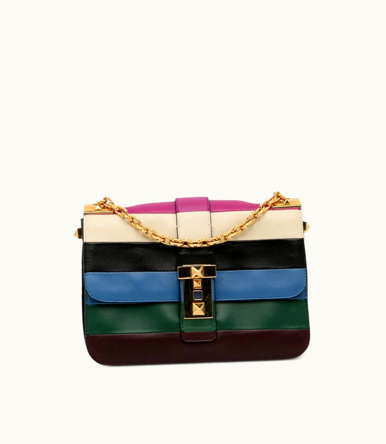 Valentino Valentino 2022 B-Rockstud Striped Shoulder Bag