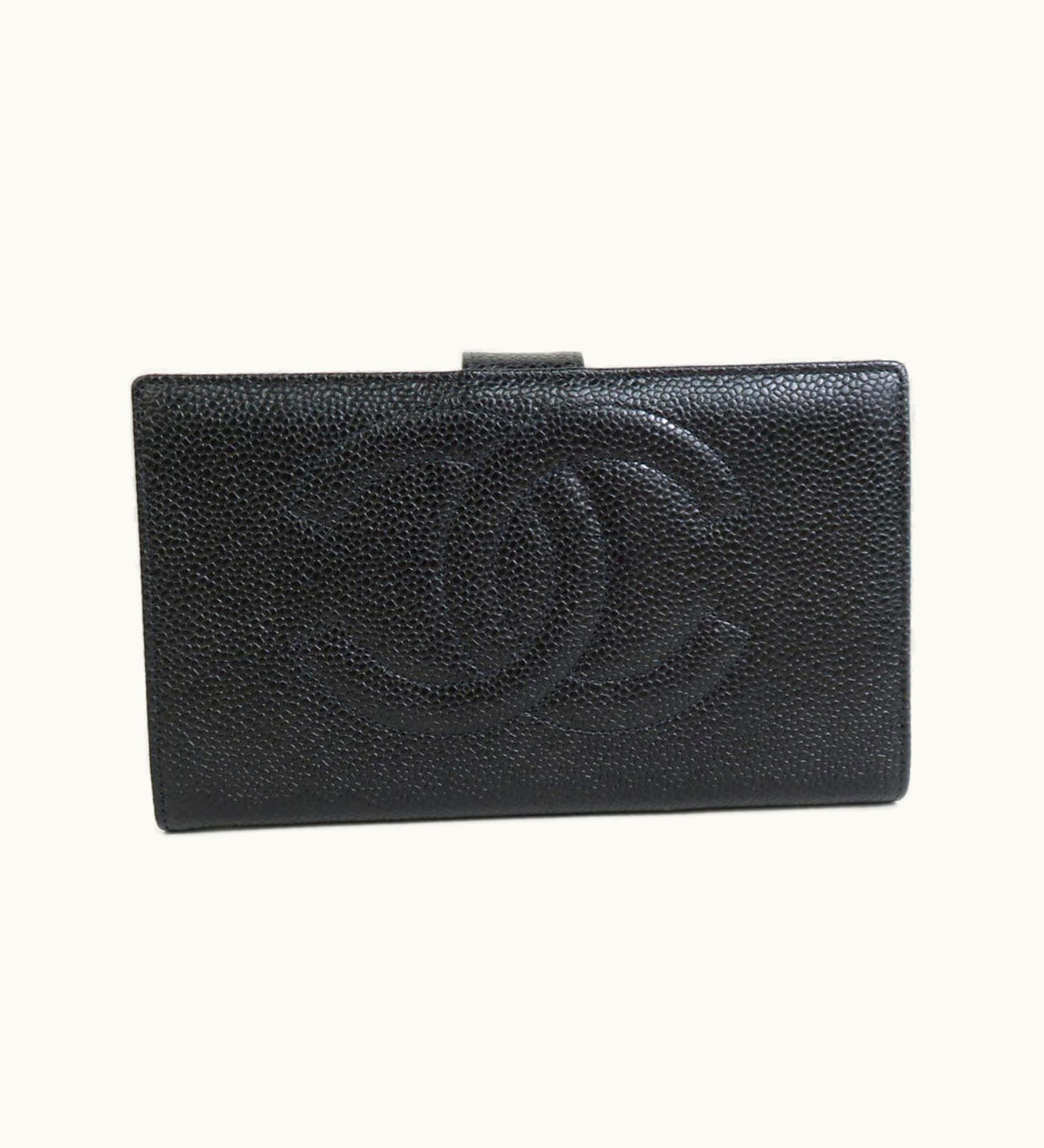 Chanel Chanel Bifold Wallet Coco Mark Caviar Skin Leather Black Women's