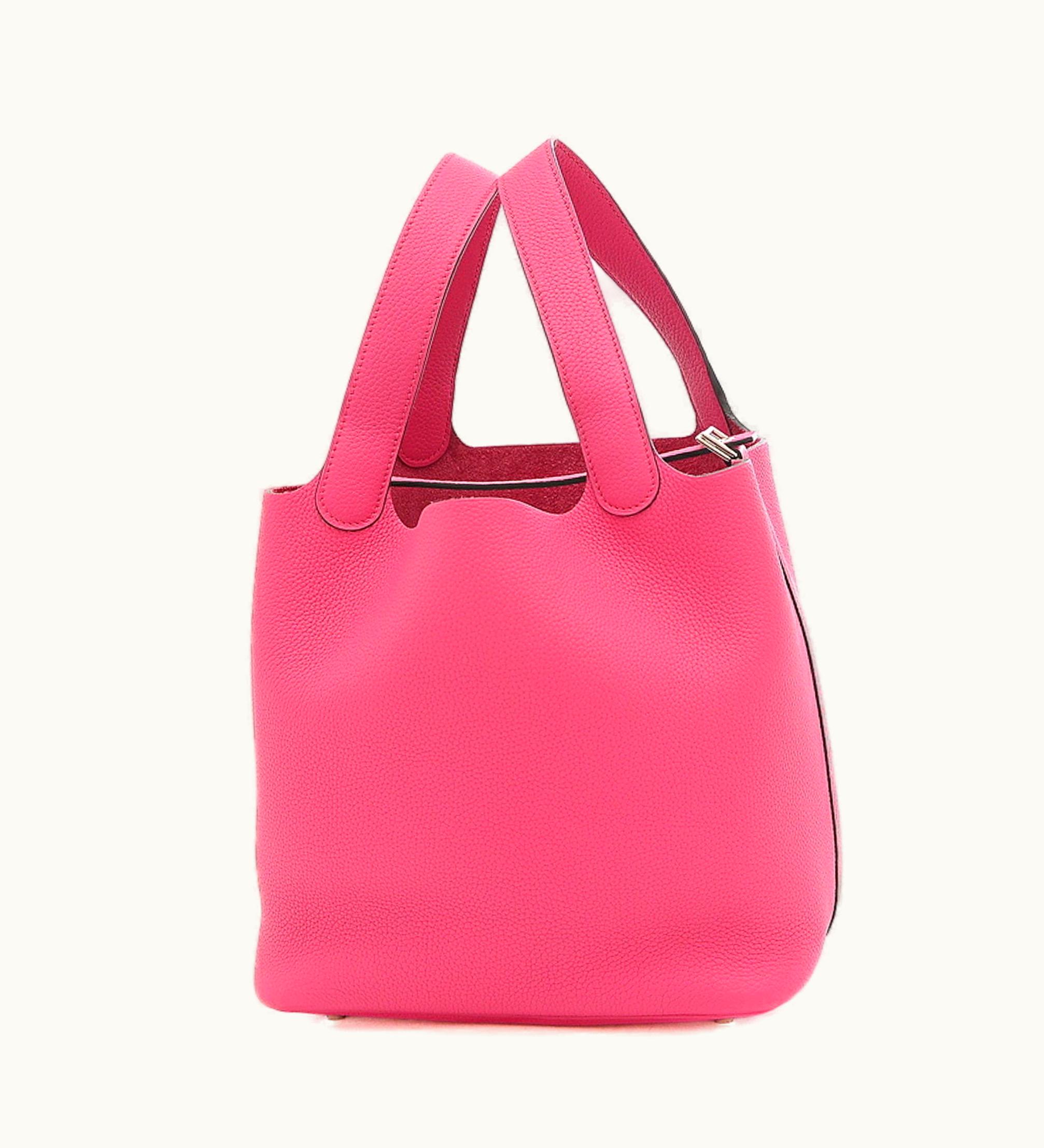 Hermès Hermès Picotin Lock MM 22 Taurillon Maurice Rose Shocking Silver Hardware U Engraved