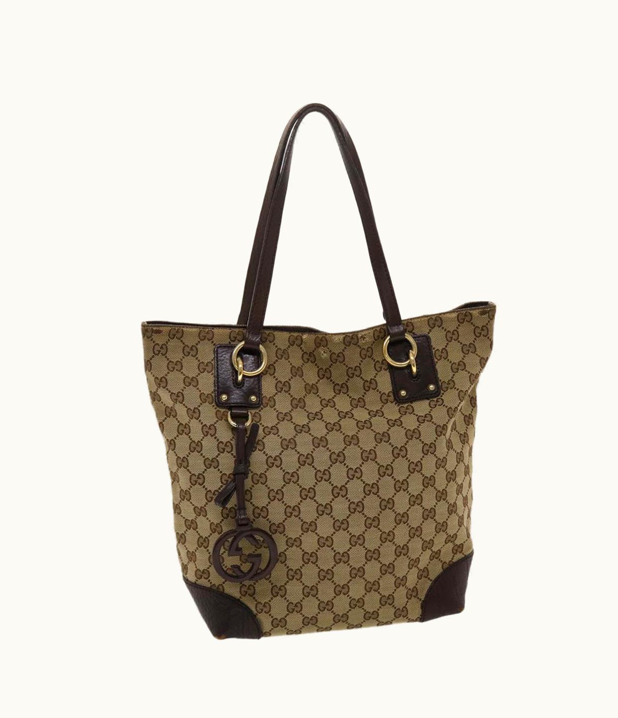 Gucci Gucci GG Canvas Tote Bag Beige Dark Brown