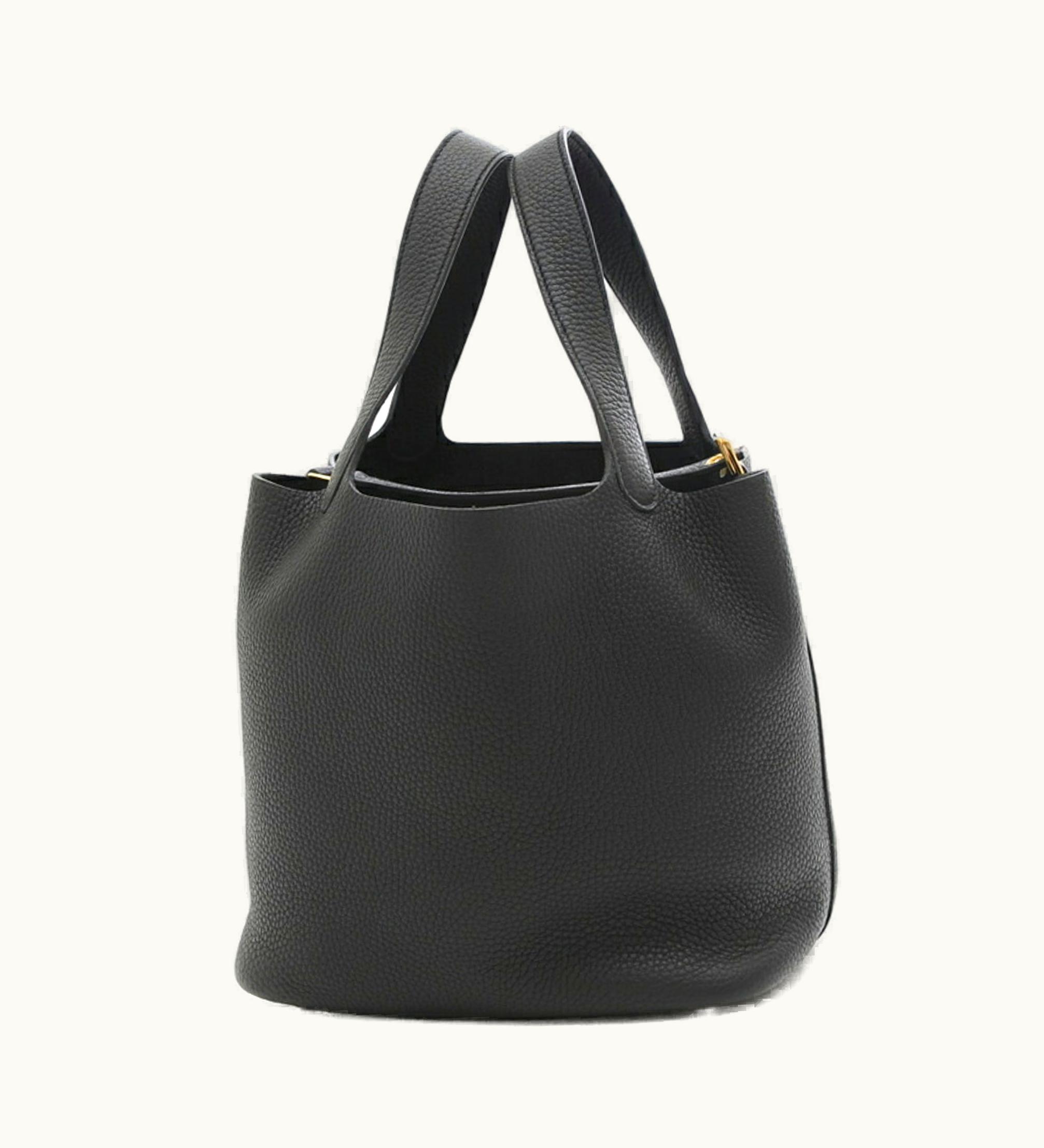 Hermès Hermès Picotin Lock MM 22 Taurillon Clemence Black Handbag Gold Hardware U Stamp