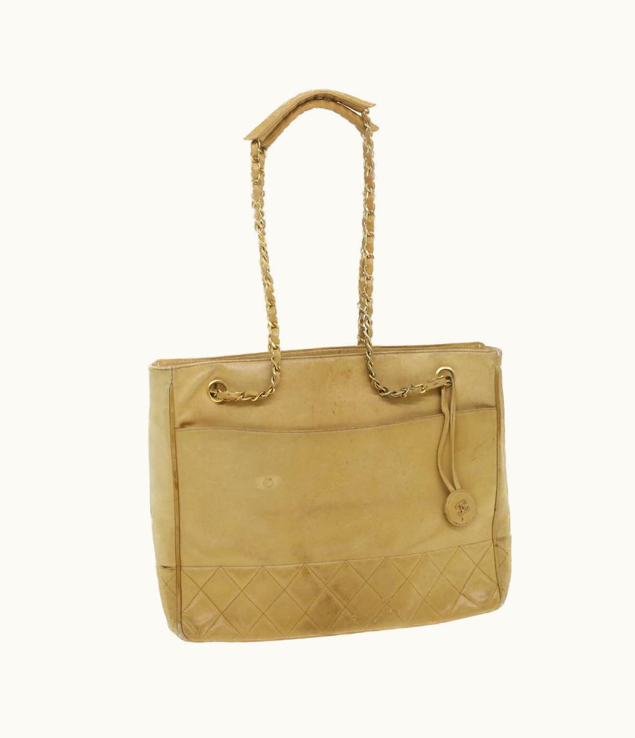 Chanel Chanel Chain Shoulder Bag Lamb Skin Beige Luxe Edition