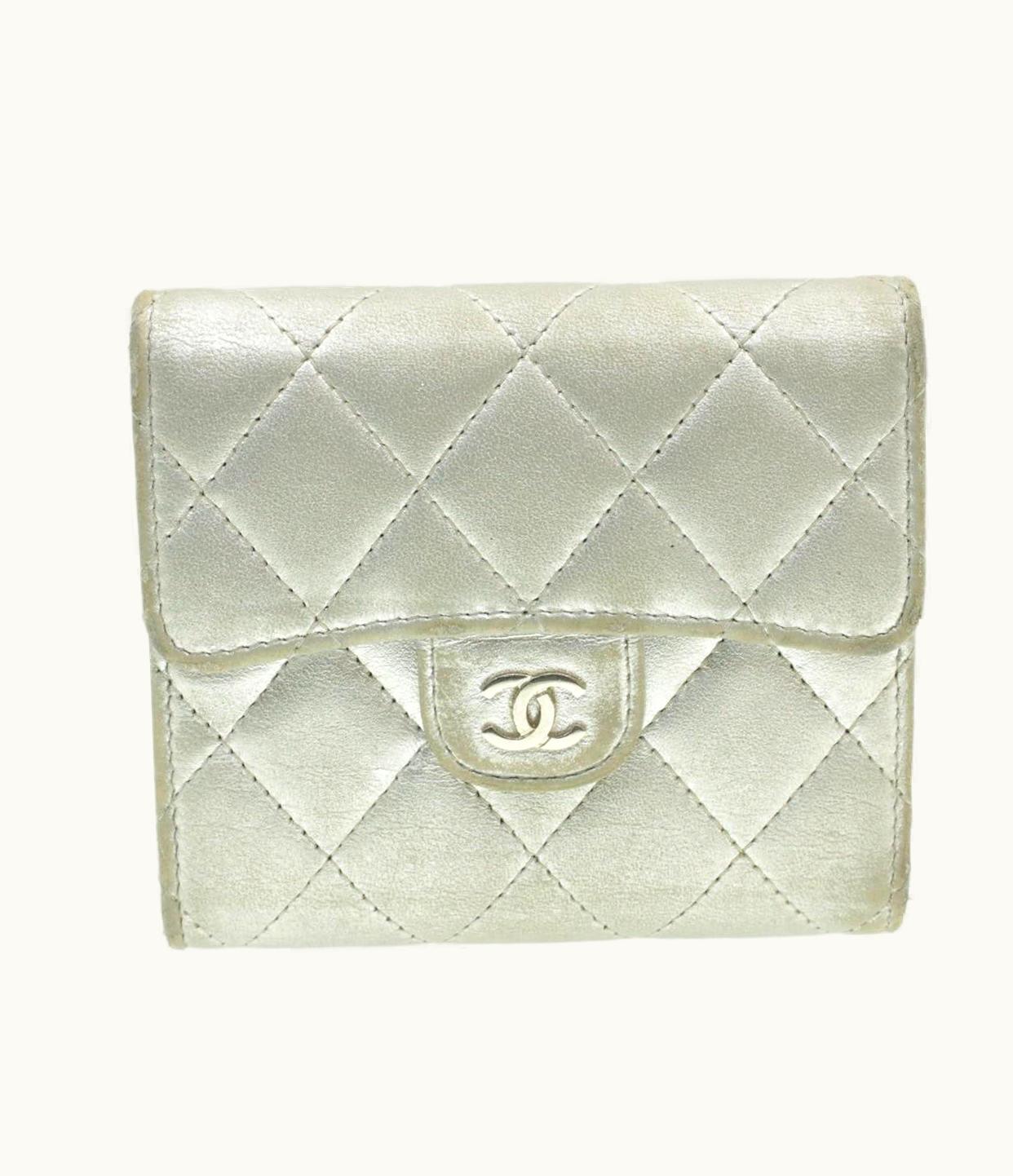 Chanel Chanel Matelasse Bifold Wallet Silver CC
