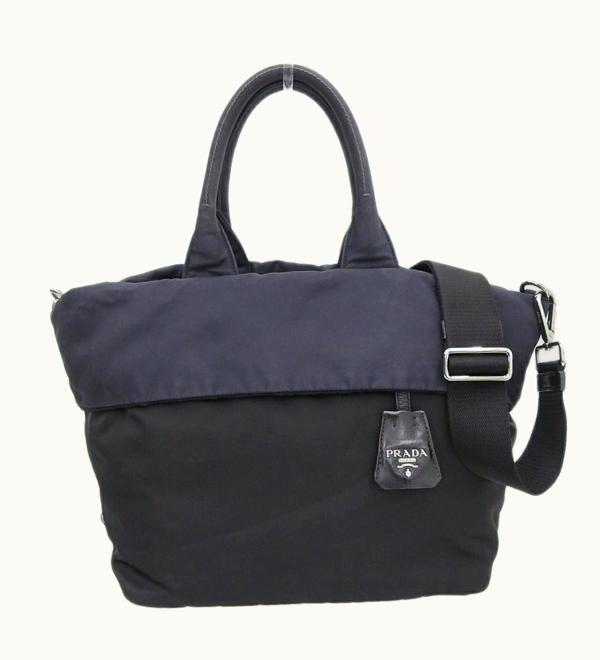 Prada Prada Reversible 2Way Bag Nylon Black Navy Br4521