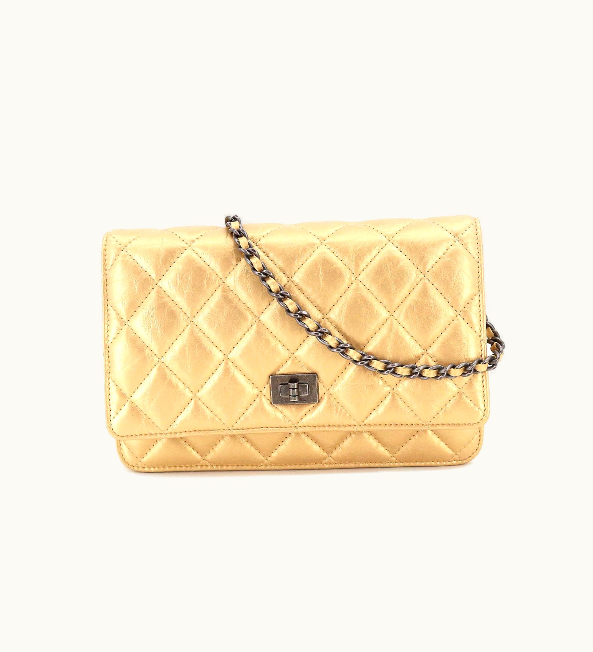 Chanel Chanel 2.55 Chain Wallet Long Leather Gold Vintage Silver Hardware