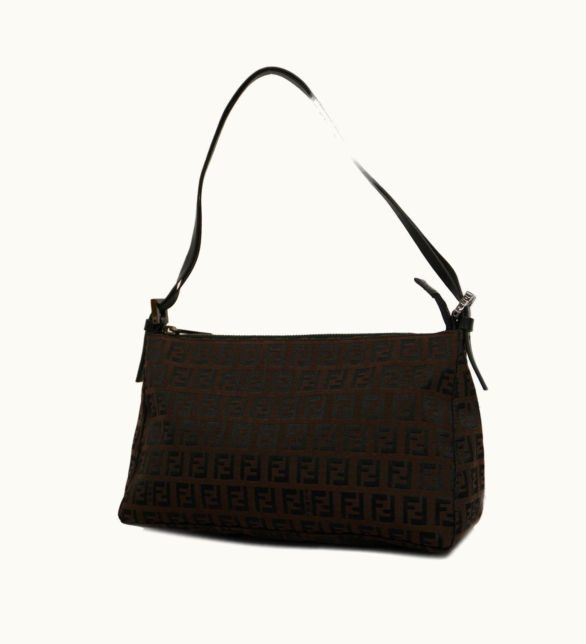 Fendi Fendi Zucchino Handbag Women's Nylon Canvas, Leather Black, Brown