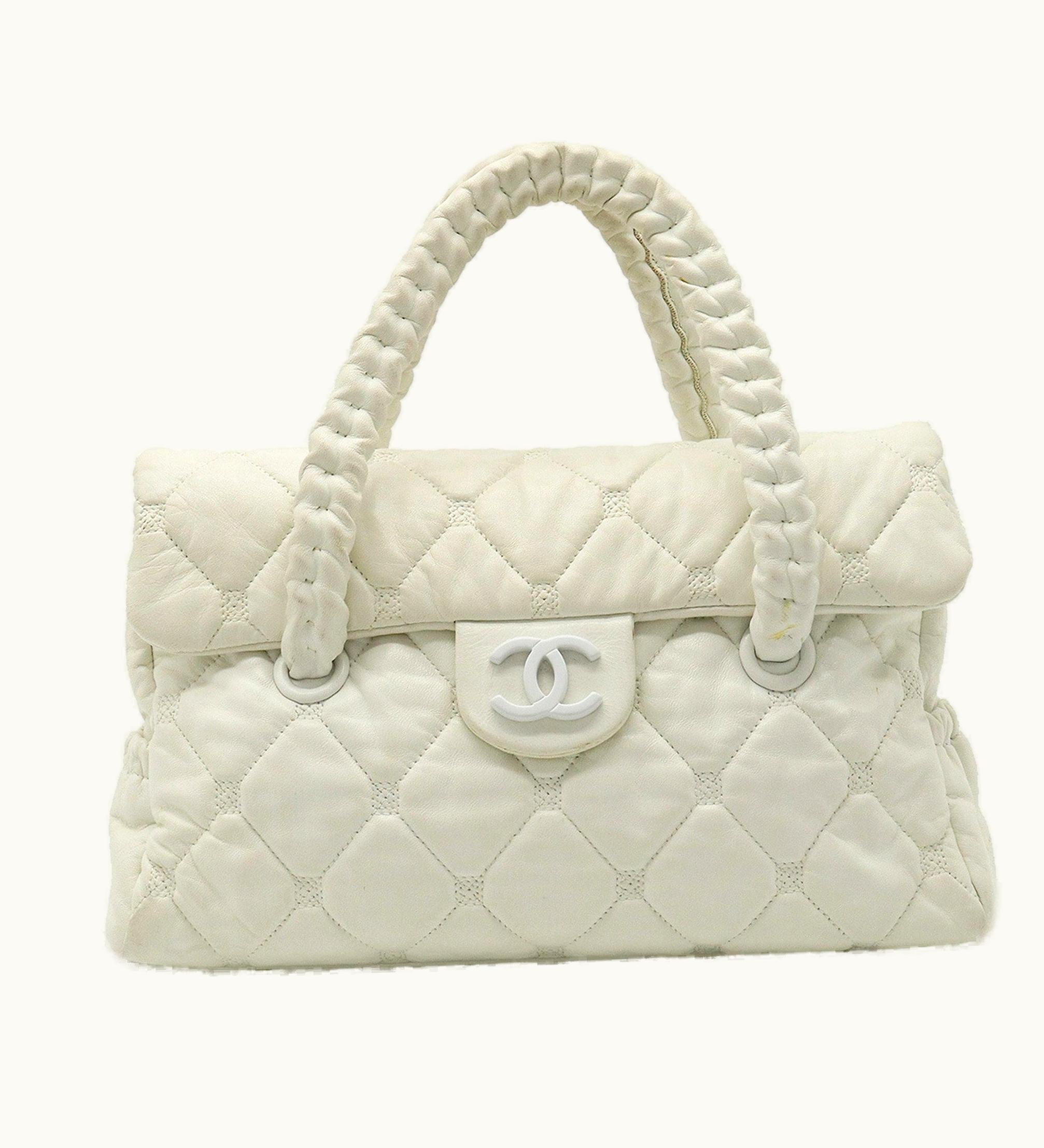 Chanel Chanel Here Mark Handbag Leather White