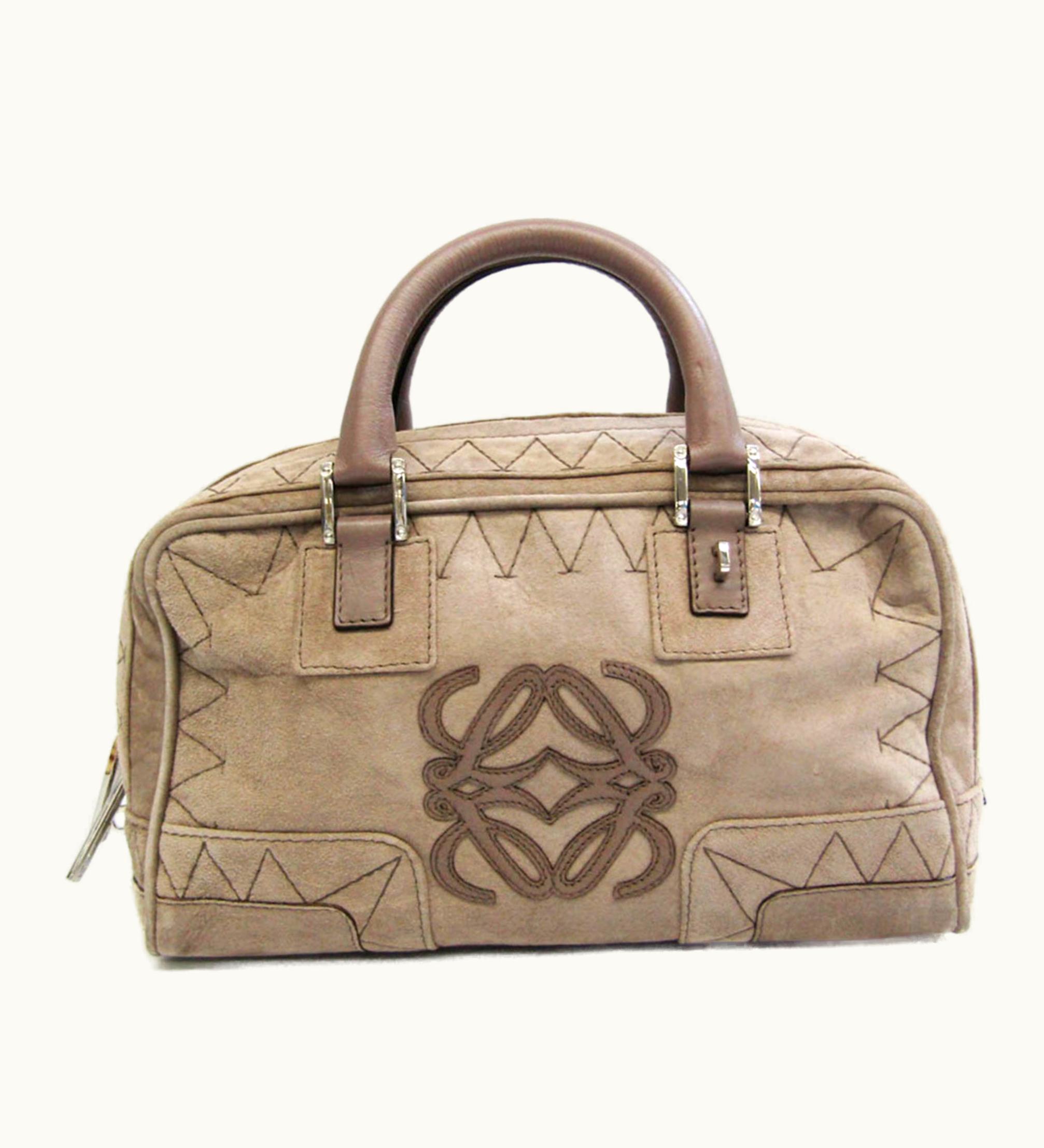 Loewe Loewe Amazona 28 Women's Leather, Suede Handbag Gray Beige