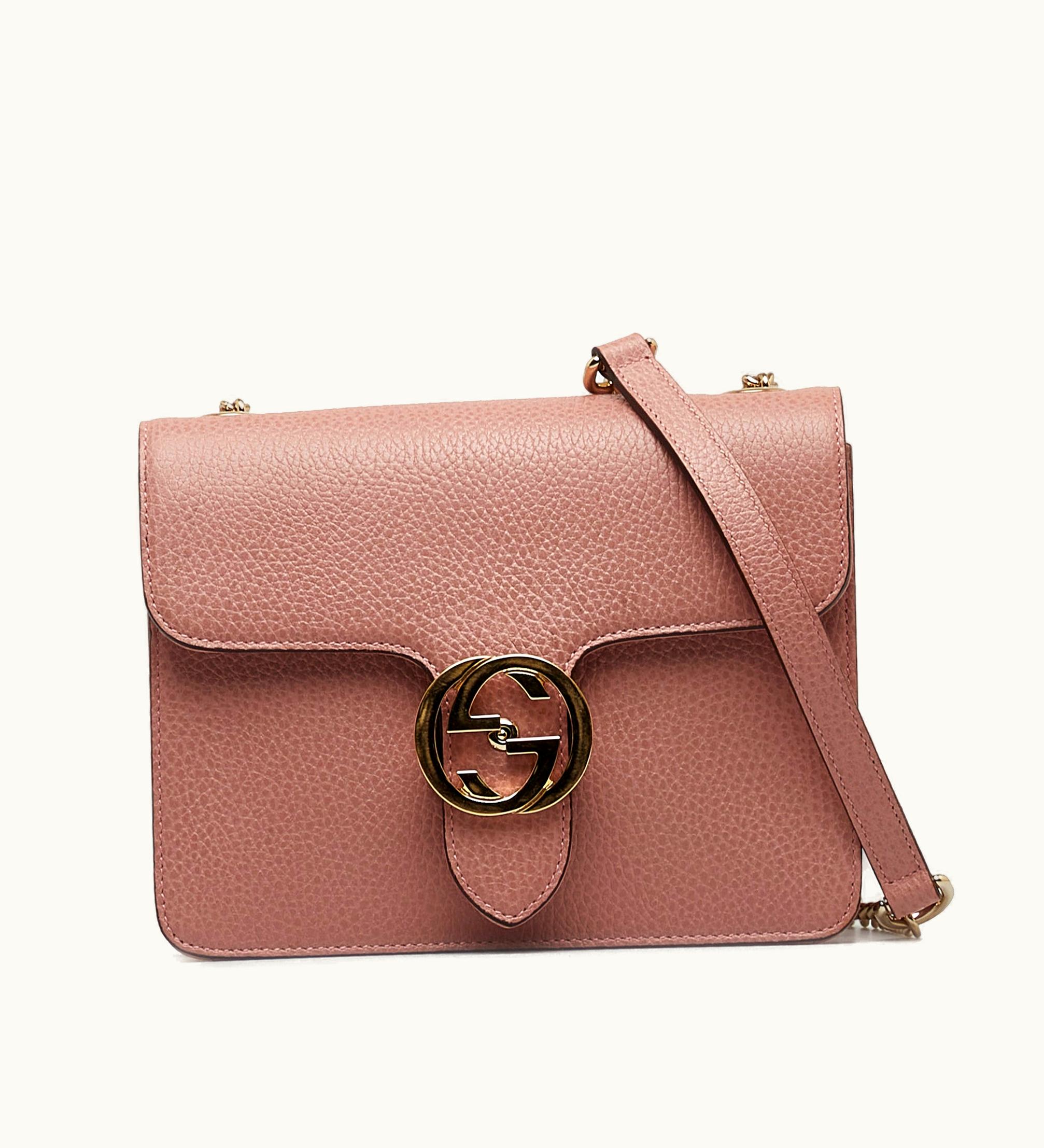 Gucci GUCCI Small Dollar Interlocking G Leather Crossbody Bag Black