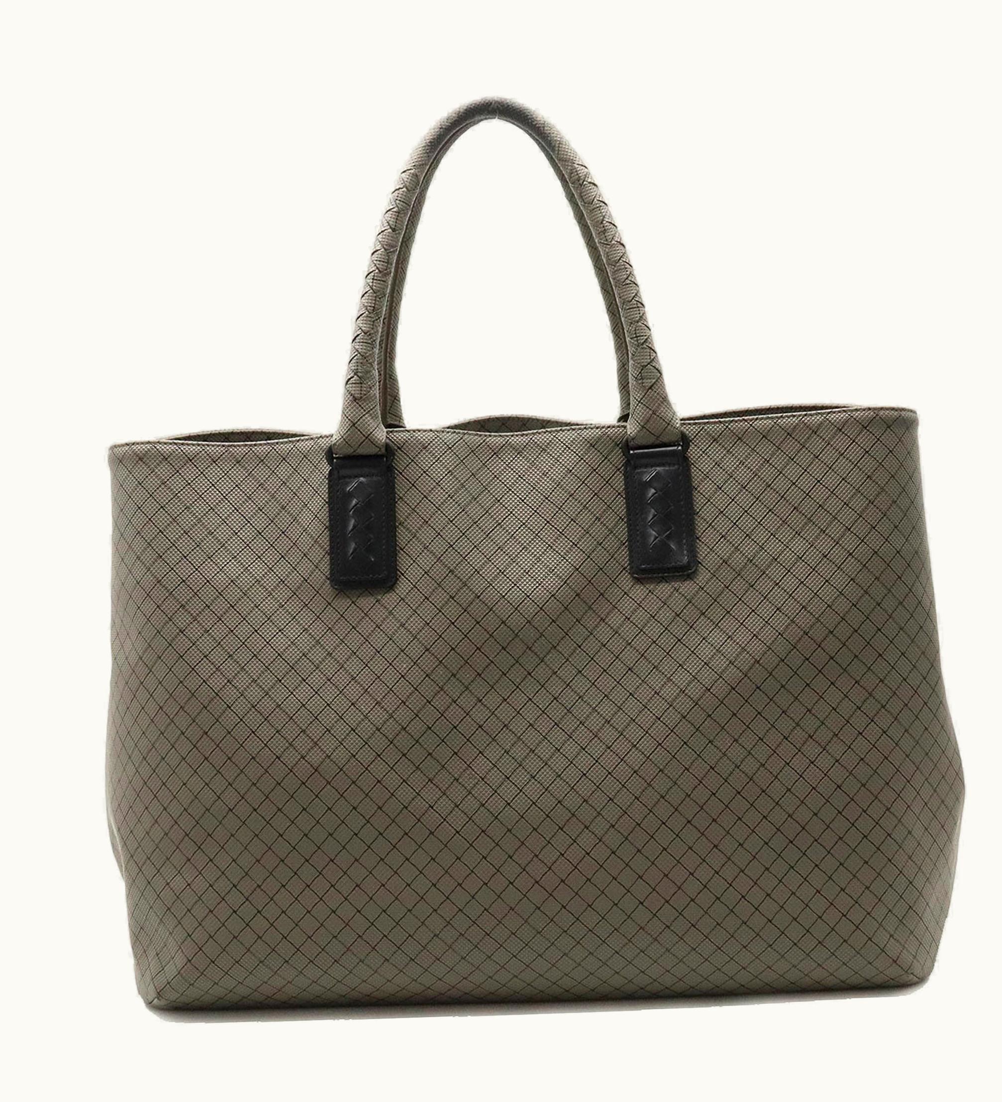 Bottega Veneta Bottega Veneta Marco Polo Tote Bag Shoulder Pvc Leather Gray Black 222498