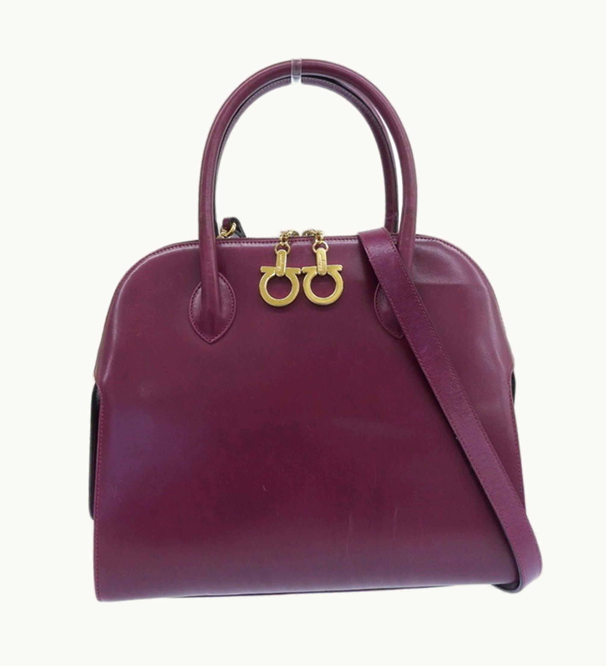 Salvatore Ferragamo Salvatore Ferragamo Bag Ladies 2Way Hand Shoulder Gancini Leather Purple