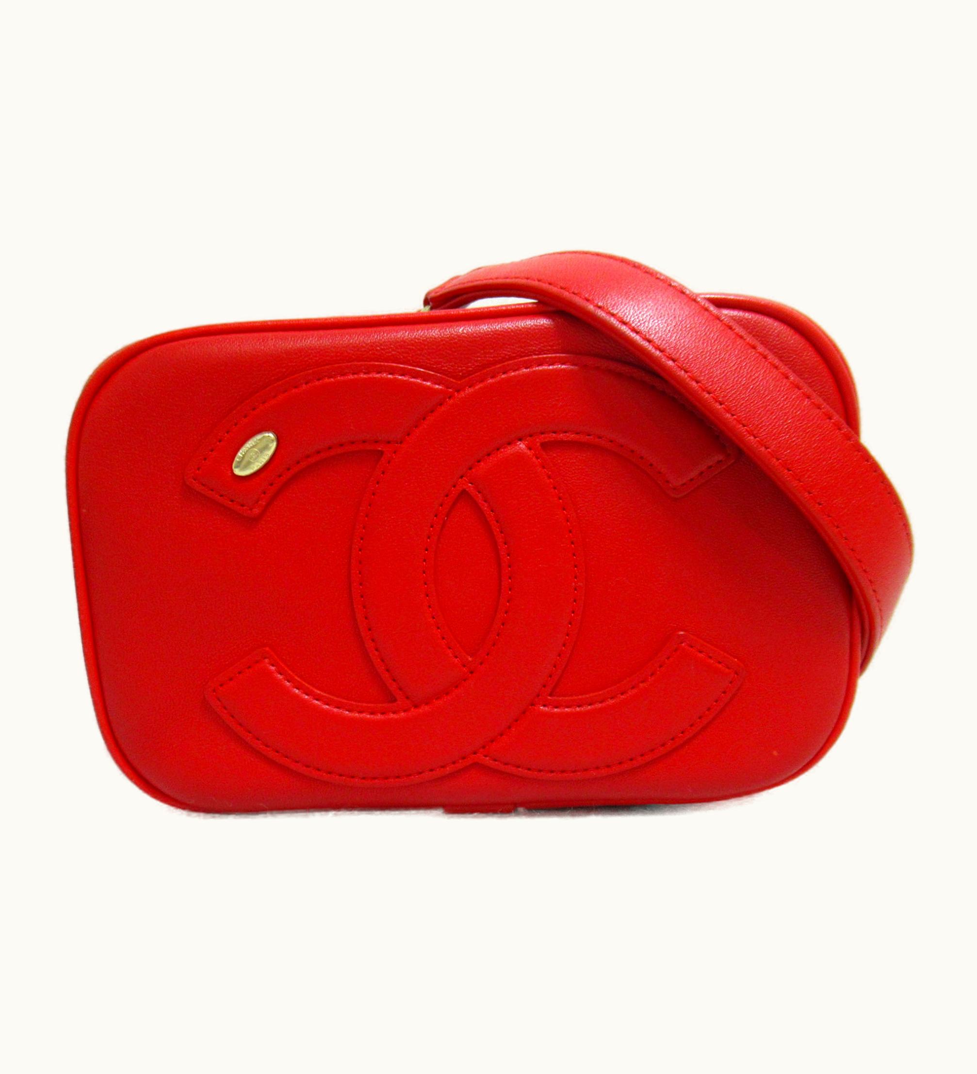Chanel Chanel Waist Bag Red Lambskin [Sheep Leather]