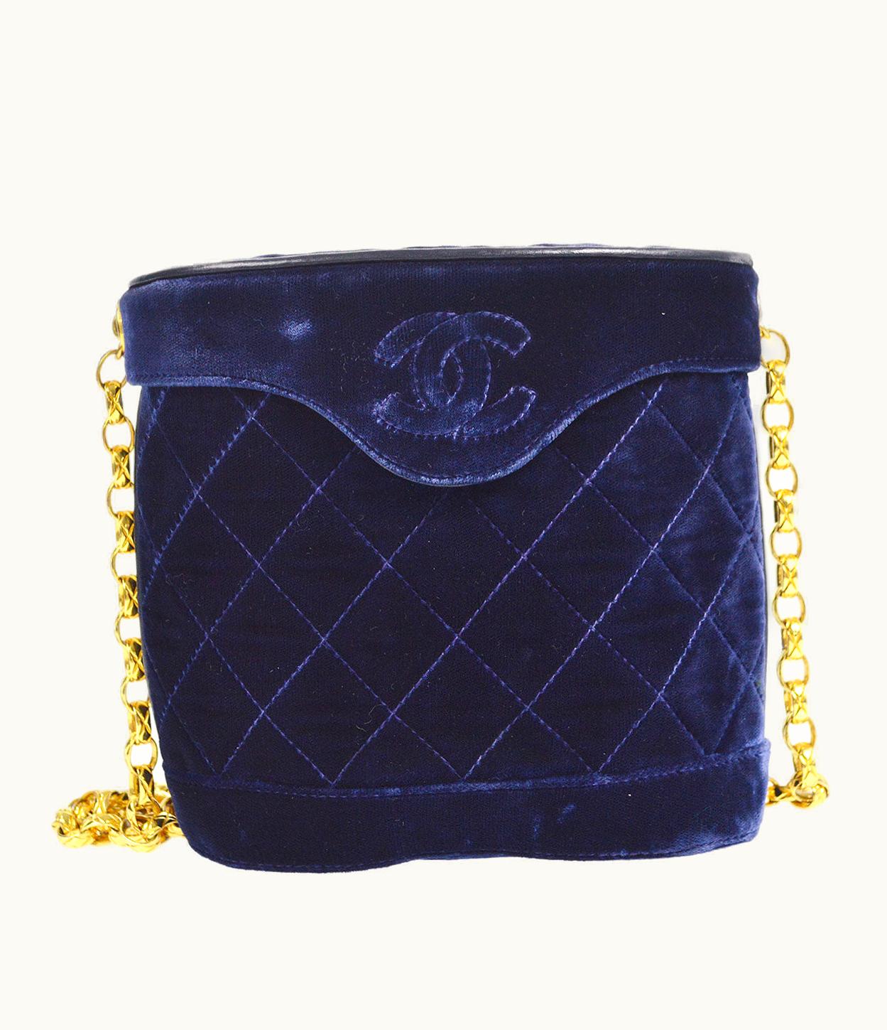 Chanel Chanel 1989-1991 Binoculars Bag Blue Velvet 17220