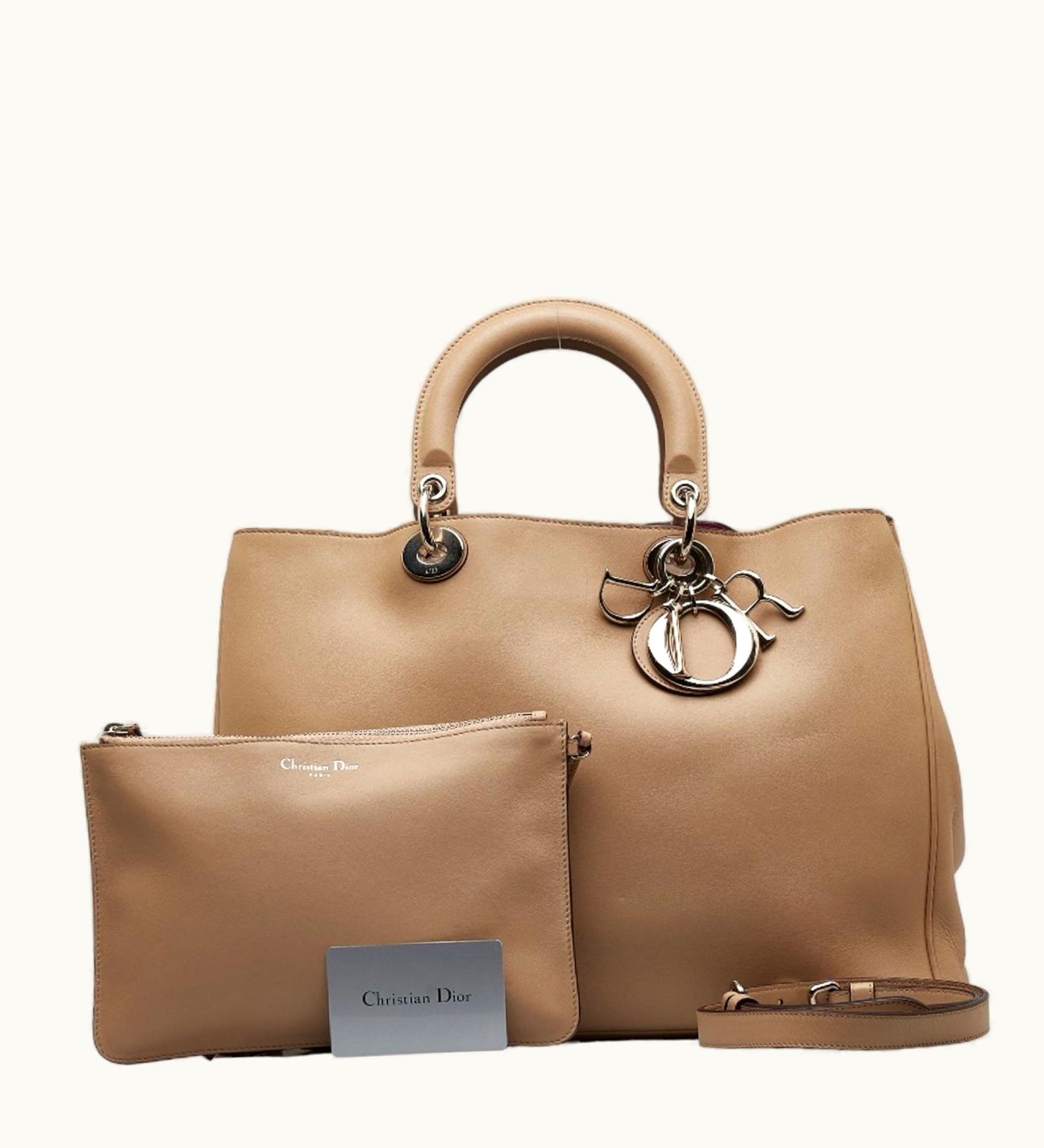 Dior Dior Christian Dior Dior Diorissimo Handbag Shoulder Bag Beige Leather Ladies