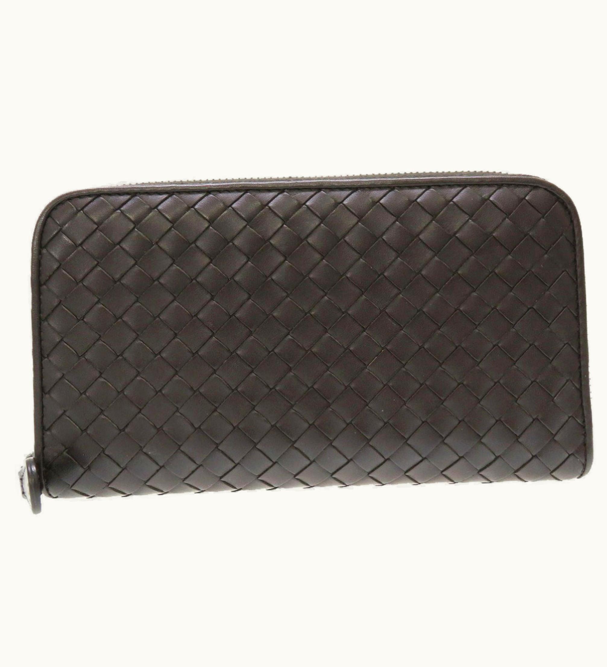 Bottega Veneta Bottega Veneta Intrecciato Leather Brown Round Long Wallet