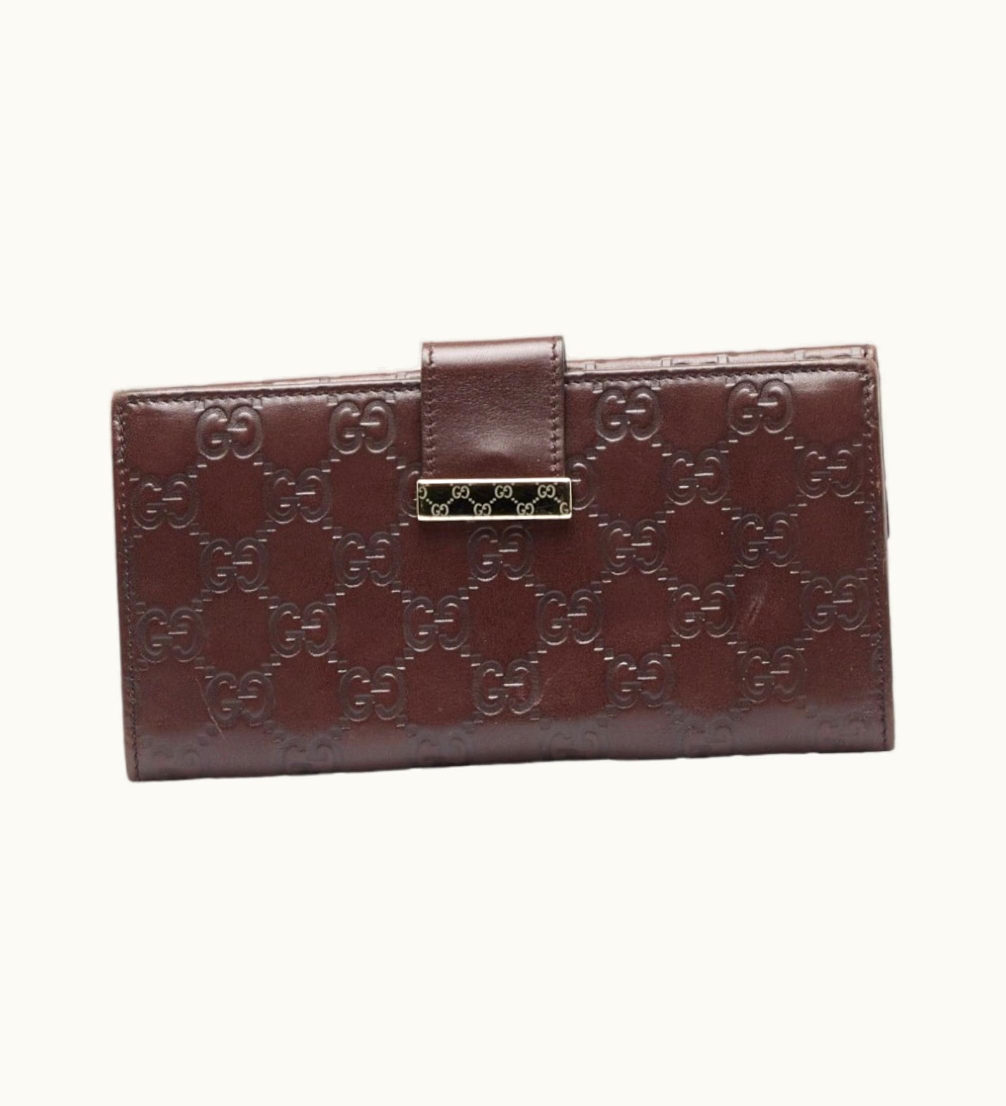 Gucci Gucci GG Supreme Long Wallet Double 212089 Brown Pvc Leather Women's