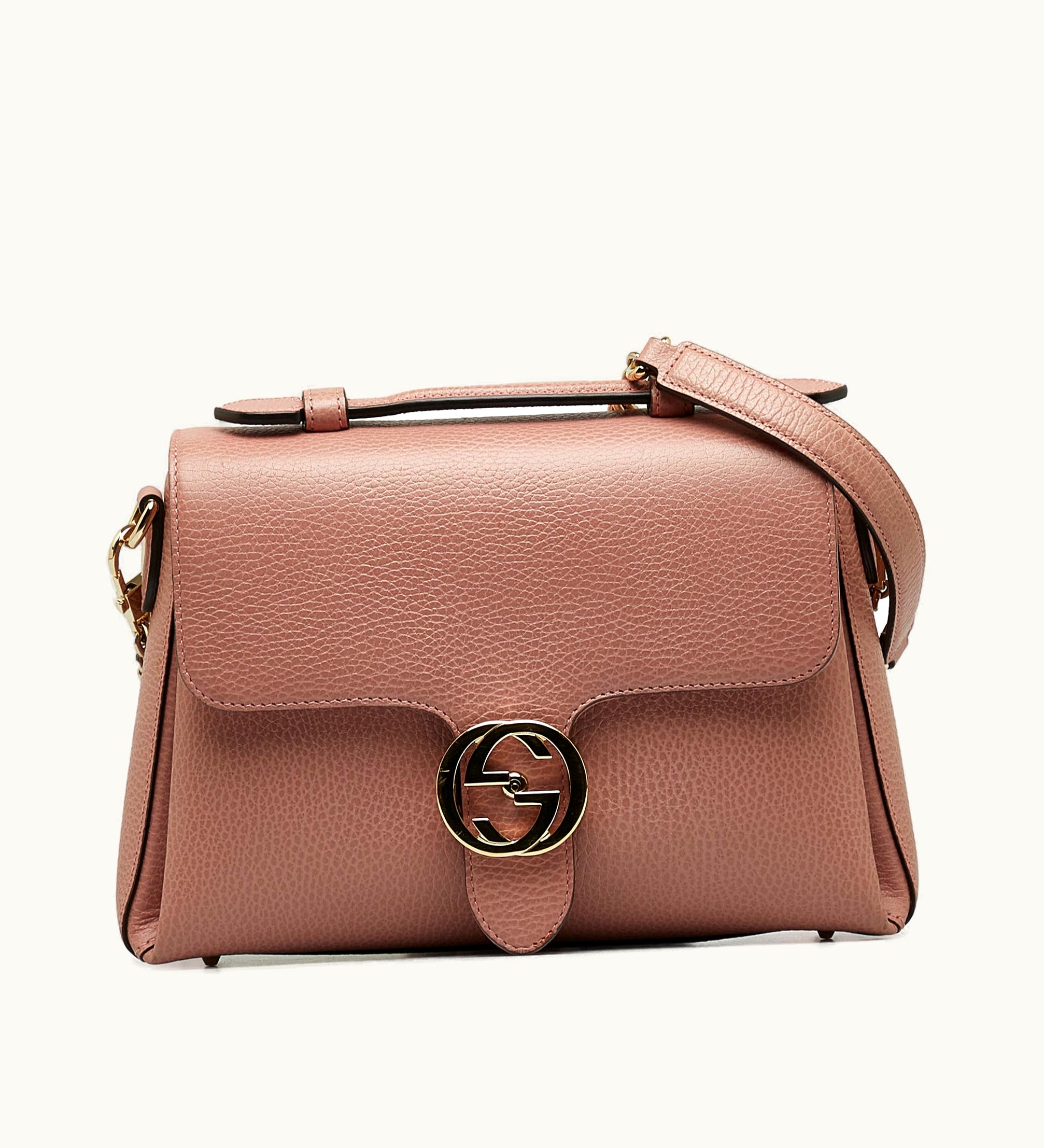 Gucci Gucci Small Dollar Calf Interlocking G Top Handle Satchel in Black