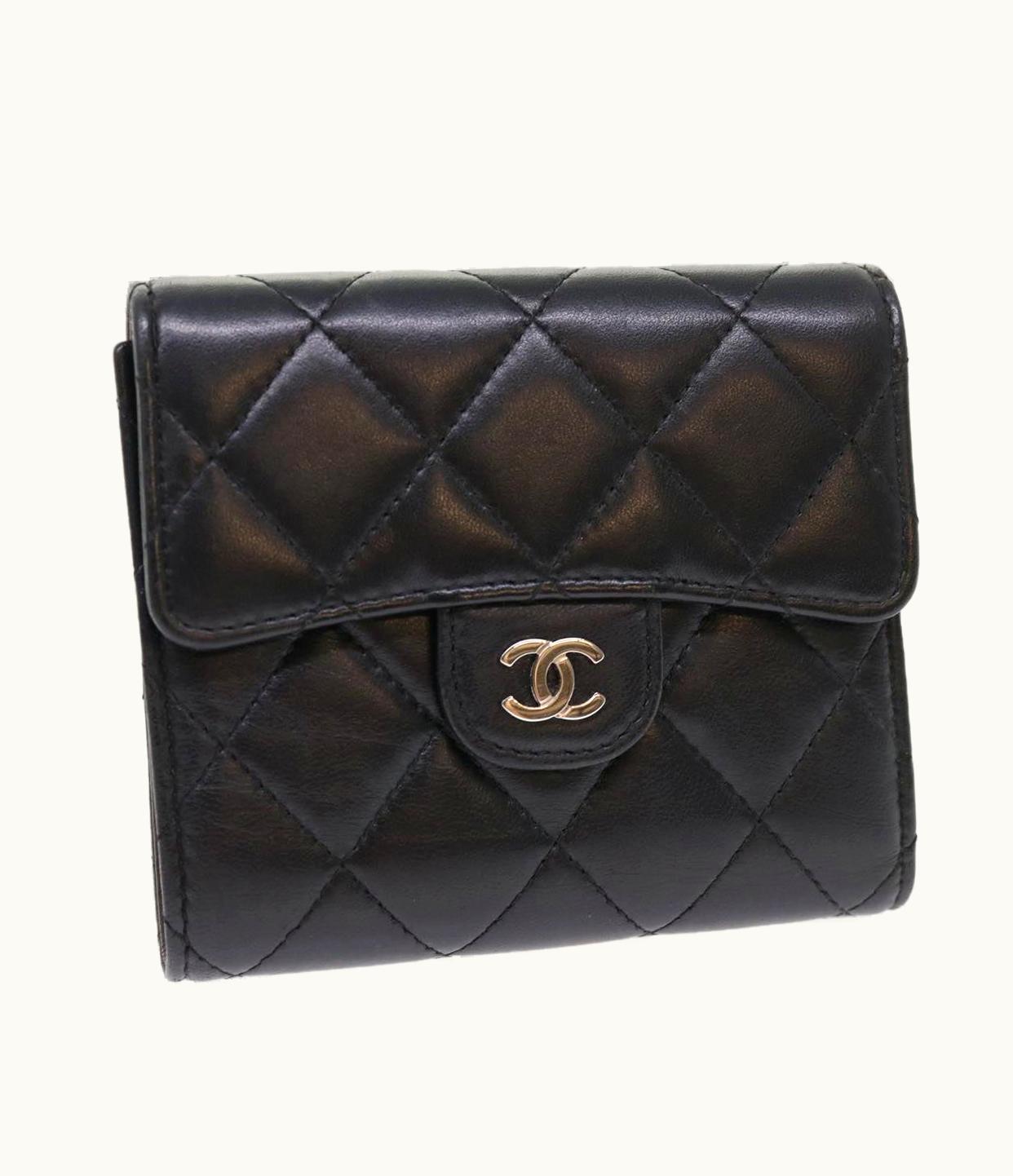 Chanel Chanel Matelasse Wallet Lamb Skin Black CC