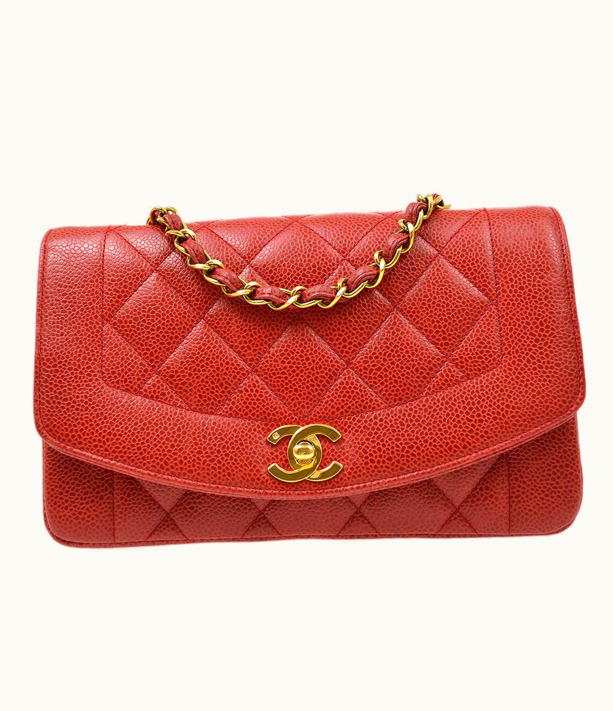 Chanel Chanel 1991-1994 Red Caviar Diana Small 91859