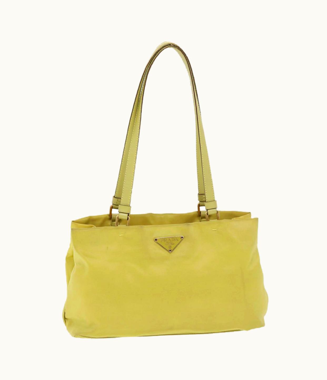 Prada PRADA Nylon Shoulder Bag Yellow Luxe