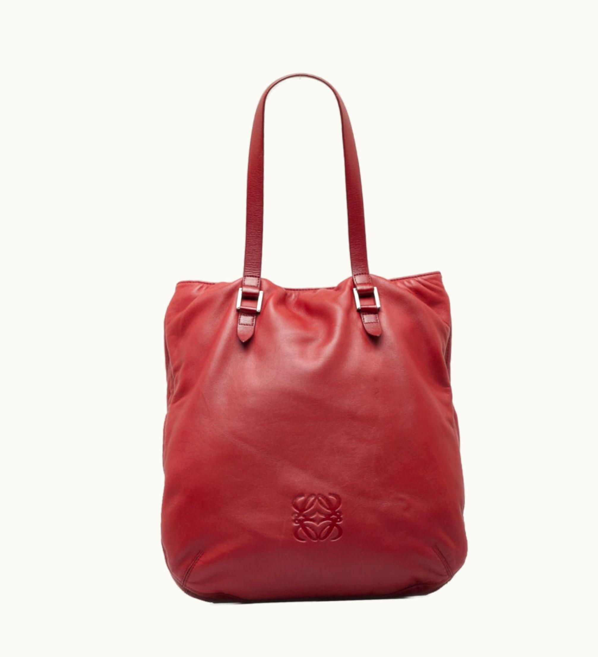 Loewe Loewe Anagram Handbag Tote Bag Red Leather Ladies