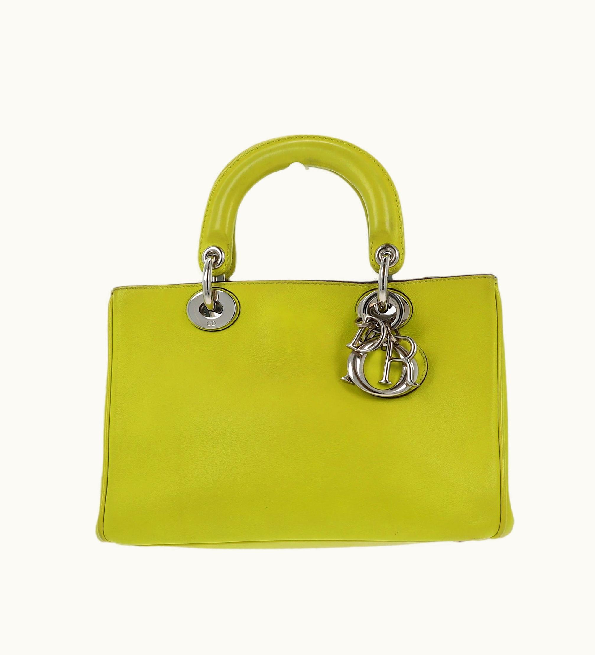 Dior Dior Christian Dior Lady Dior Handbag In Green Leather