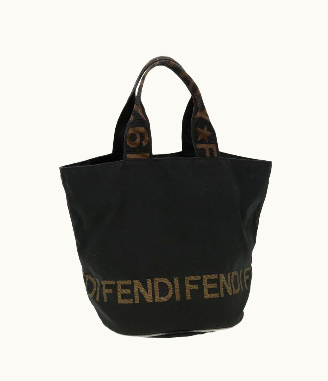 Fendi FENDI Hand Bag Nylon Black Brown