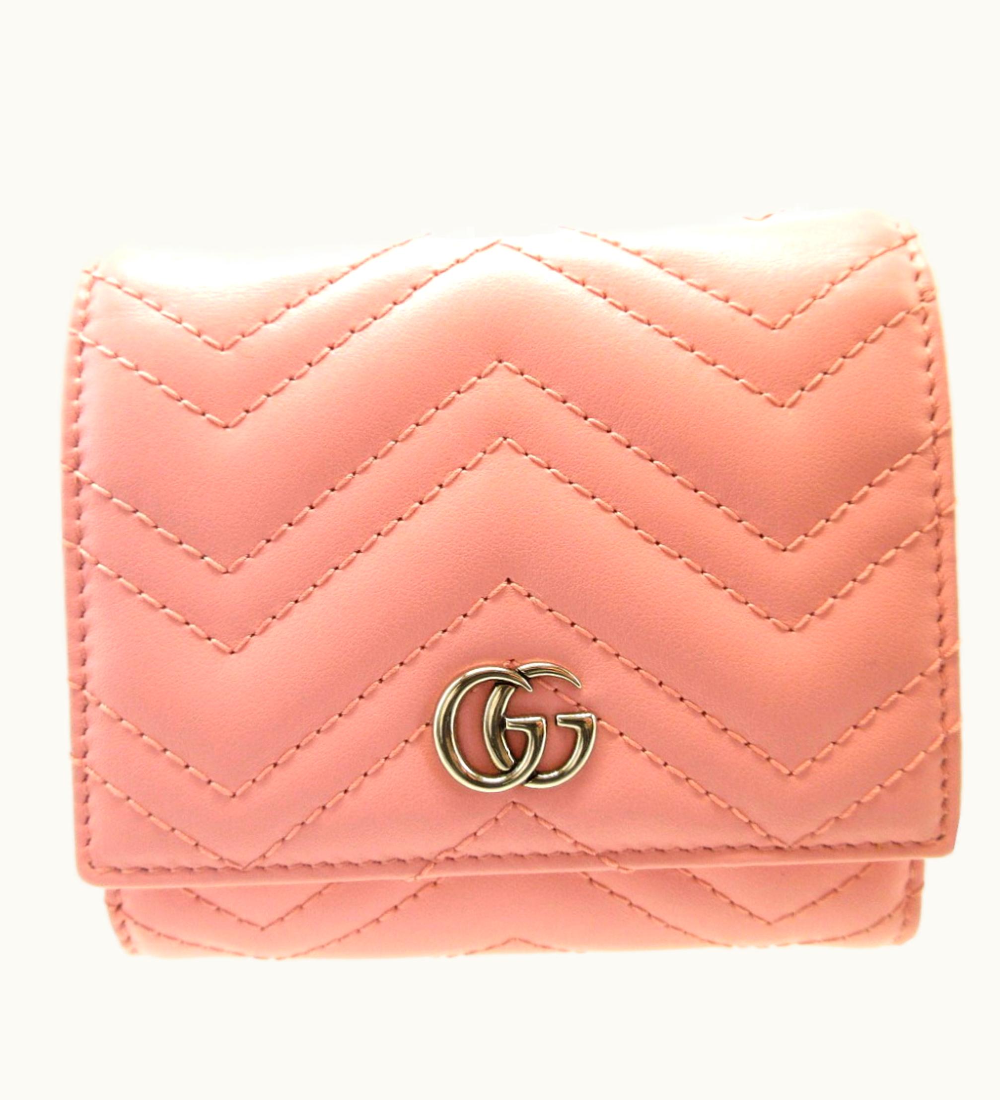 Gucci Gucci GG Marmont 598629 Women's Leather Pink Bifold Wallet