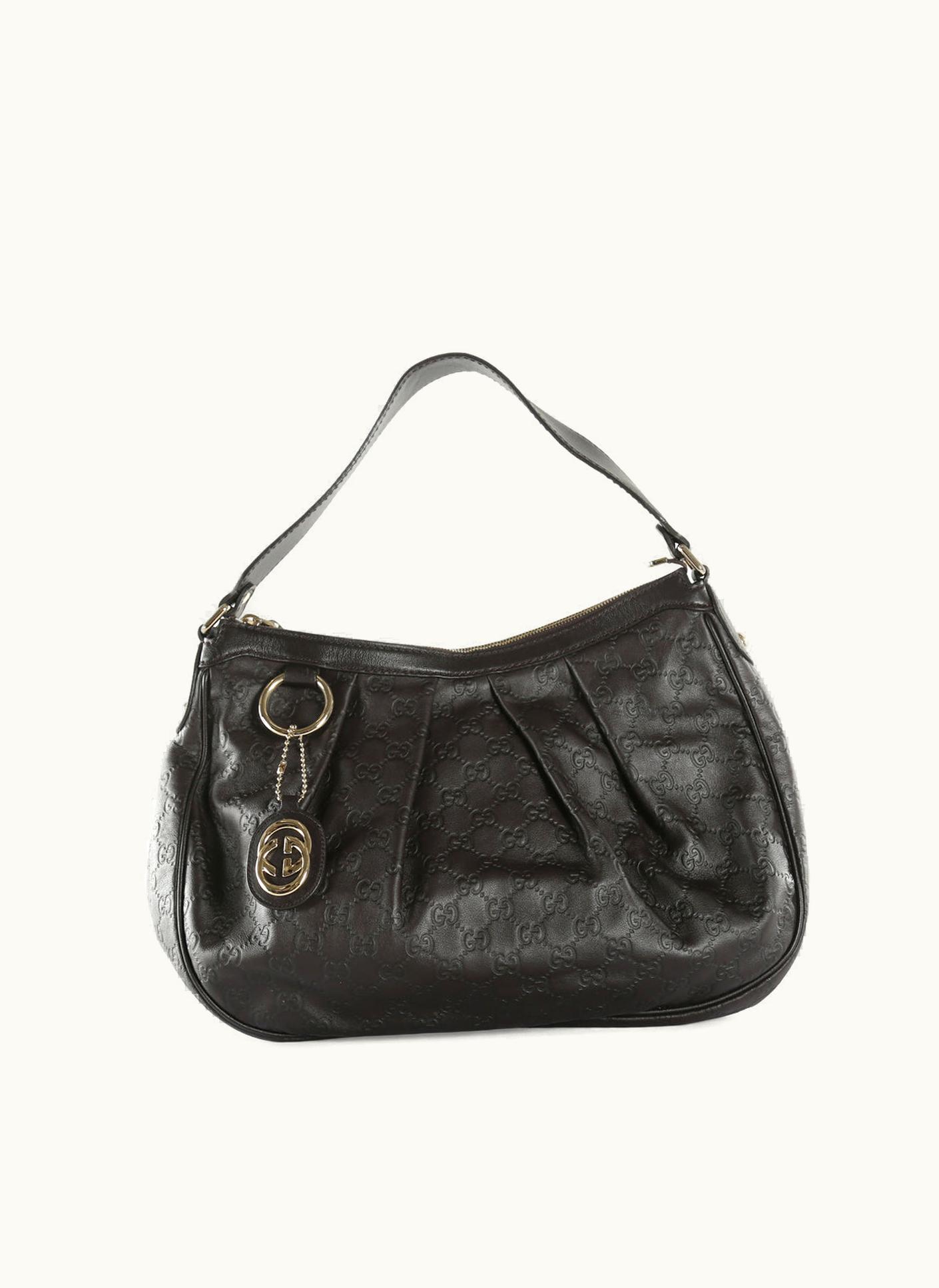 Gucci Gucci Dark Brown Ssima Leather Medium Hobo Bag