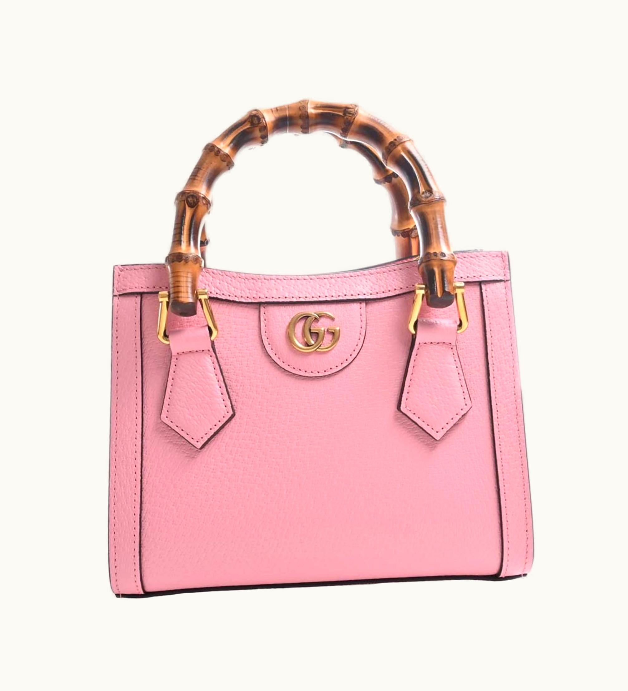 Gucci Gucci Bamboo Leather Double G Diana 3Way Tote Bag 702732 Pink Ladies
