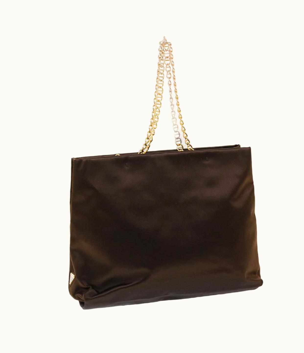 Prada Prada Chain Shoulder Bag Velor Brown