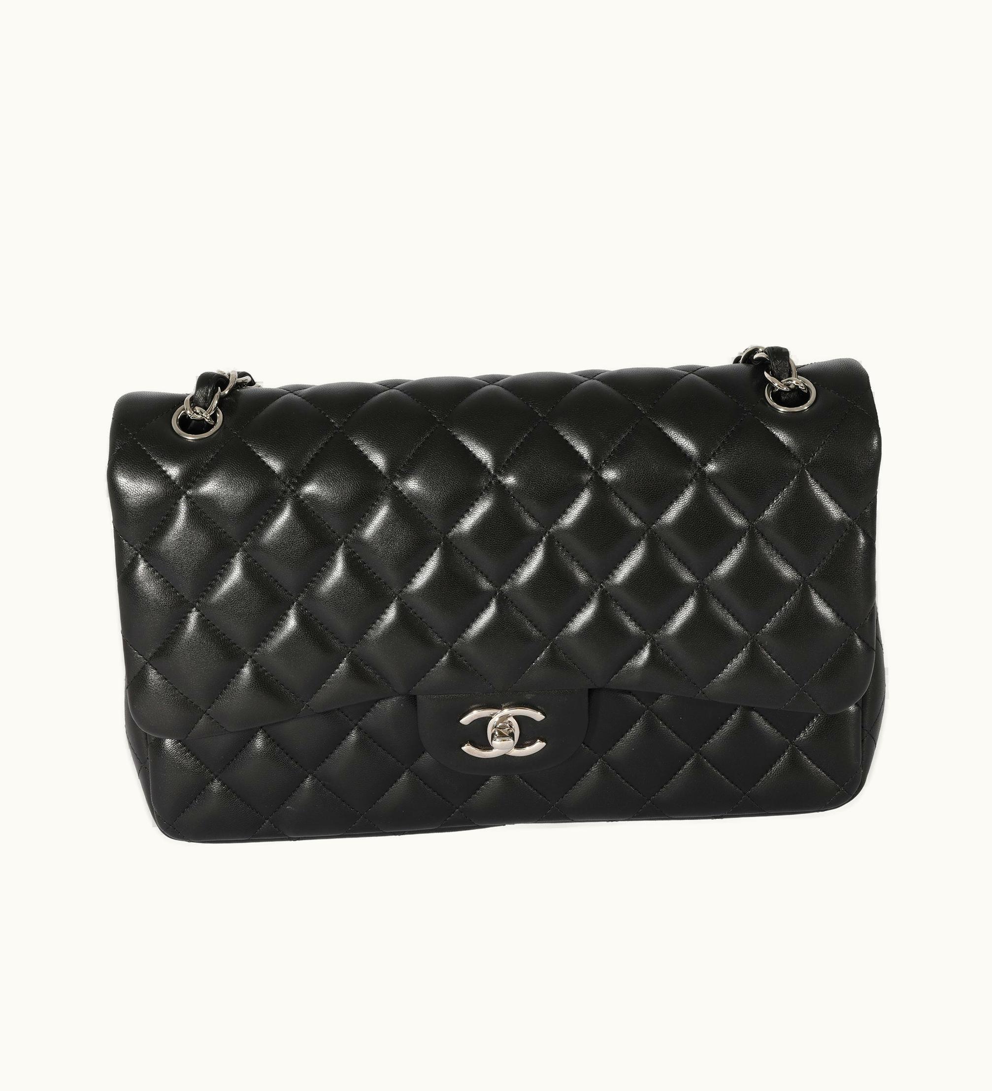 Chanel Chanel Jumbo Classic Double Flap Black Lambskin Shoulder Bag
