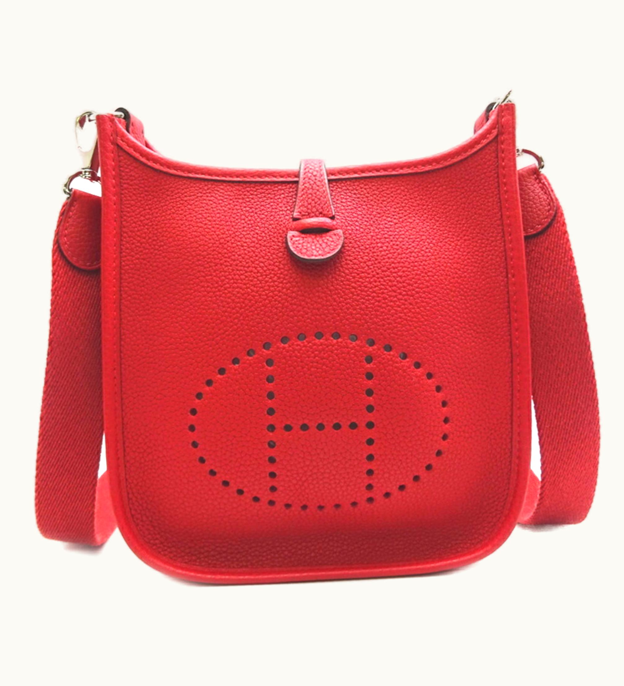 Hermès Hermès Evelyne Tpm Y Engraved Women's Shoulder Bag Taurillon Clemence Rouge Cazac [Red] X Silver [Palladium] Hardware