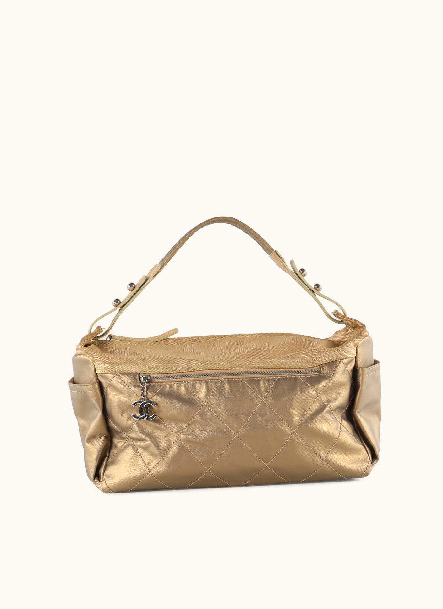 Chanel Chanel Gold Quilted Canvas Paris Biarritz Hobo Bag