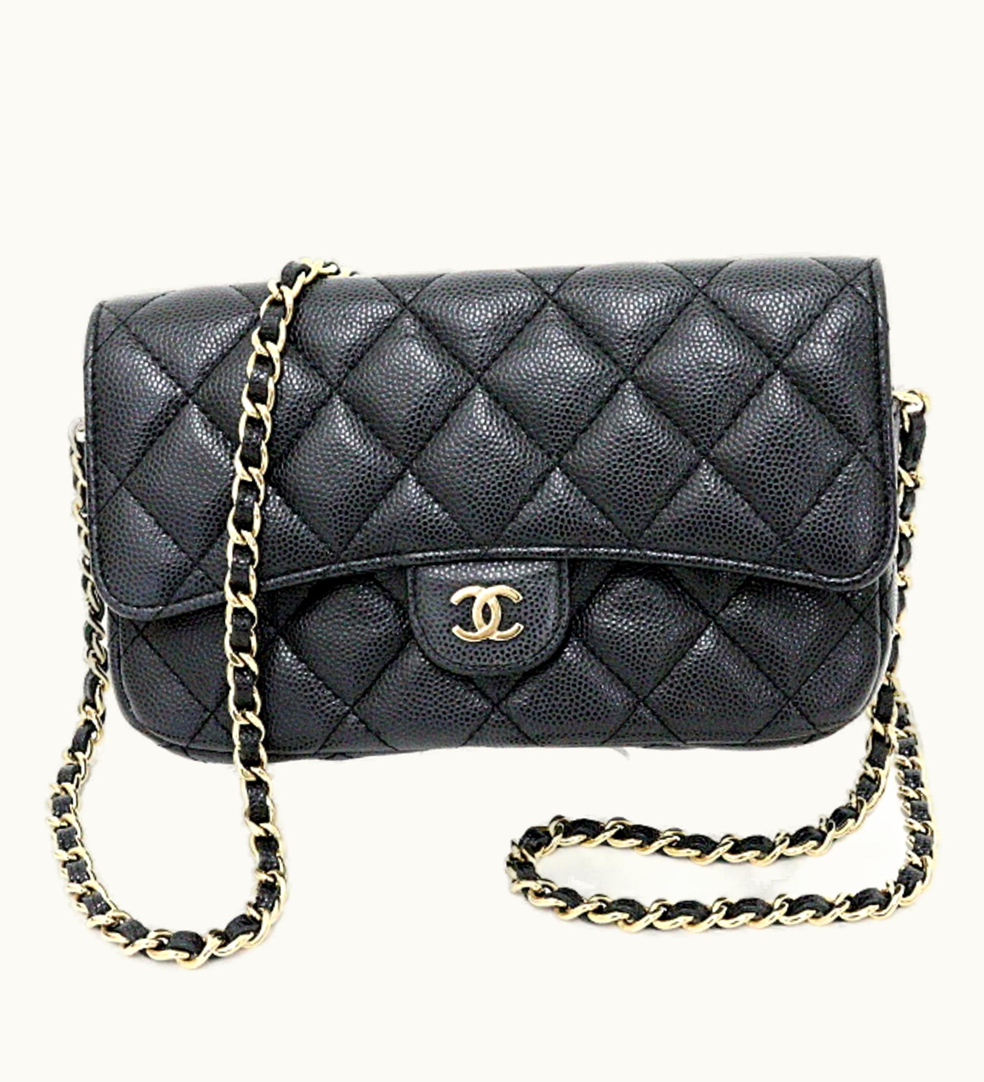 Chanel Chanel Flap Phone Case Chain Shoulder Bag Matelasse Caviar Ap2096 Black