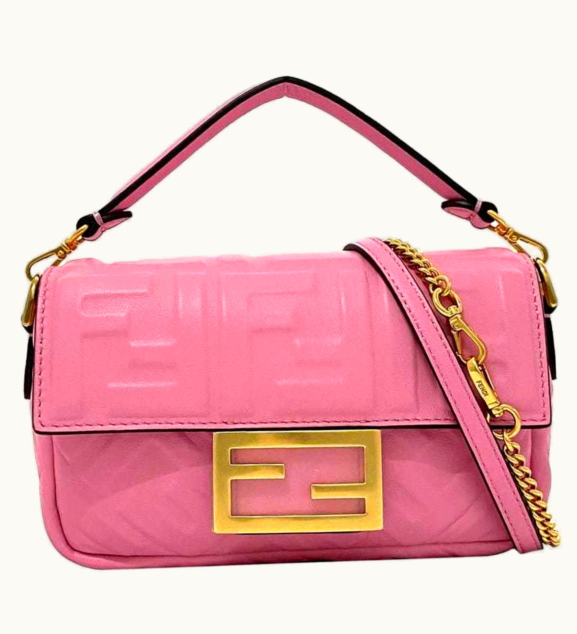 Fendi Fendi Baguette Small Pink Gold 8Bs017 Leather Gp