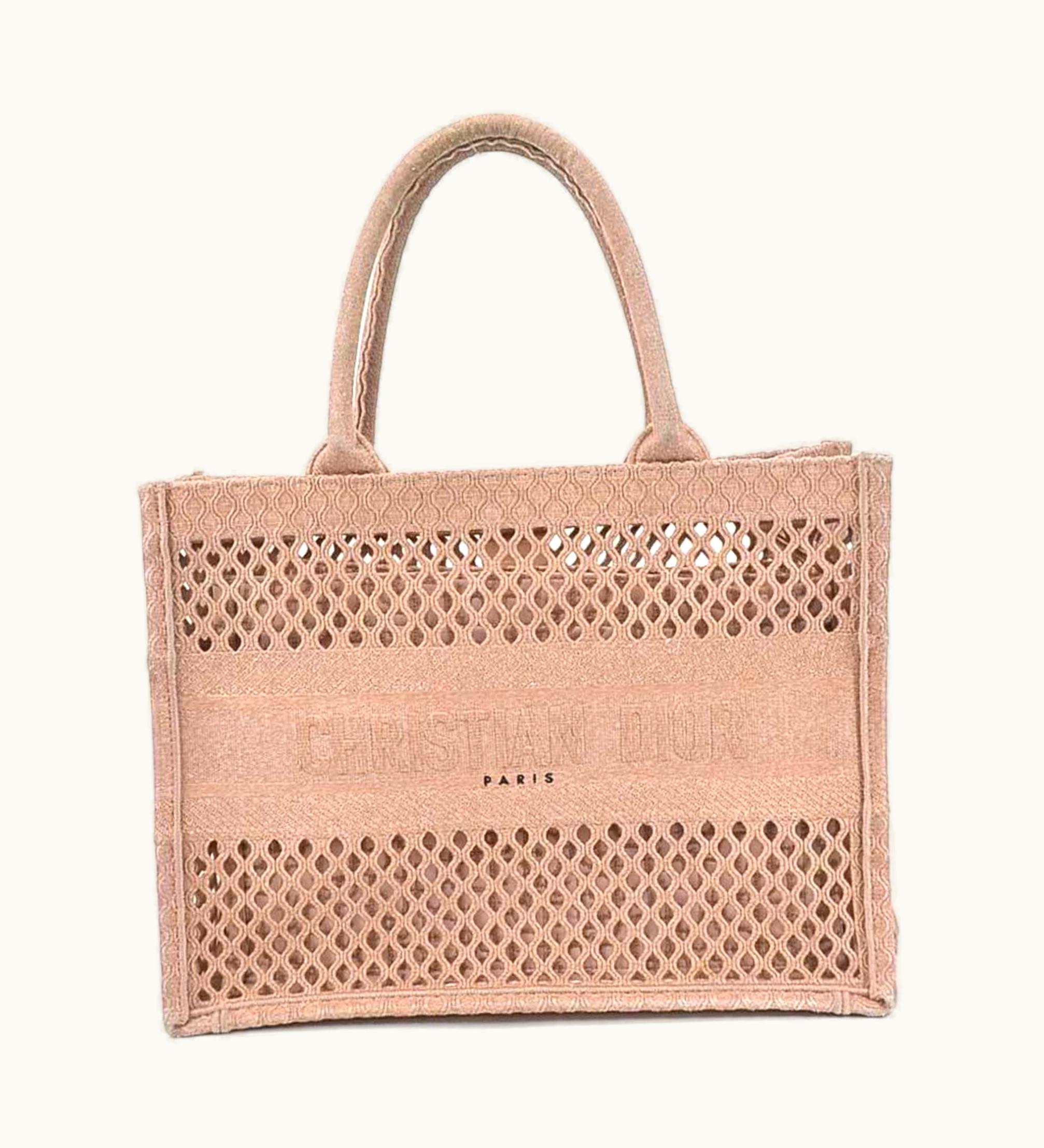 Dior Dior Christian Dior Handbag Tote Bag Embroidered Mesh Book Tote Medium Canvas Pink Ladies