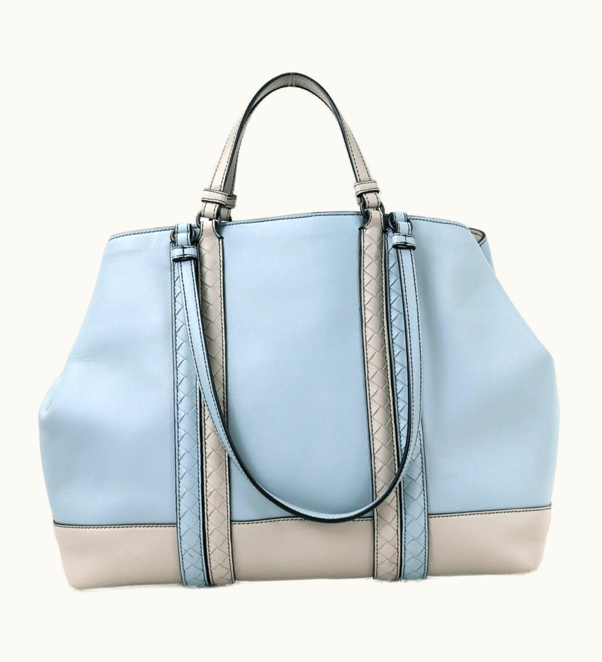 Bottega Veneta Bottega Veneta Bottegaveneta Handbag Intrecciato Leather Light Blue X Gray Women's