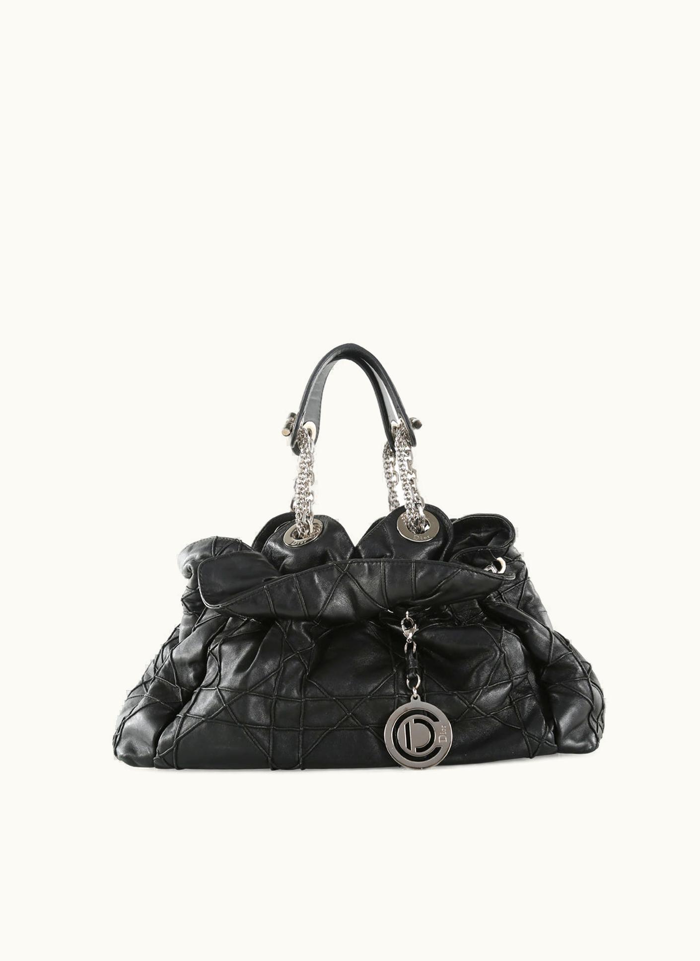 Dior Dior Christian Dior Black Cannage Leather Le Trente Hobo Bag