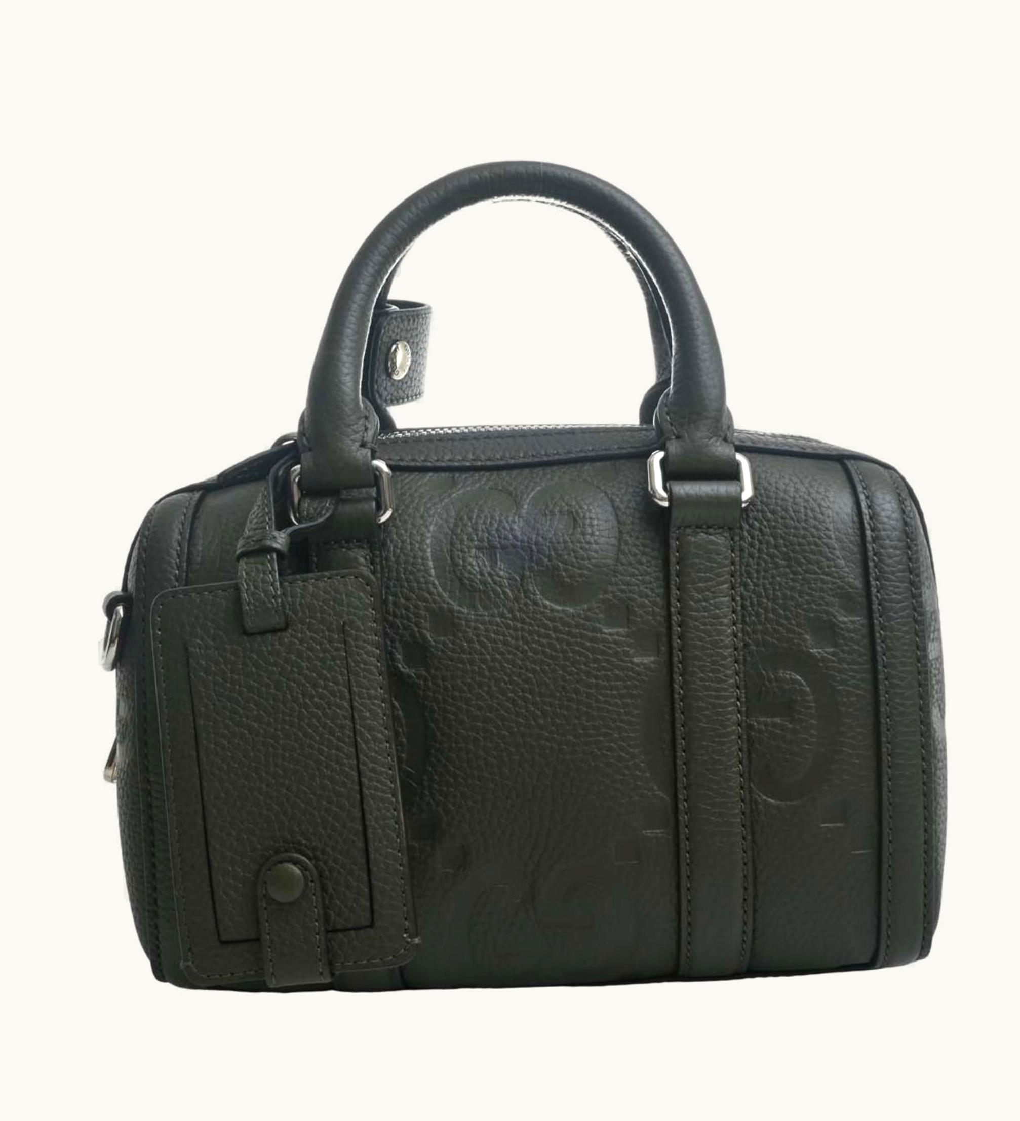 Gucci Gucci Jumbo GG Leather Duffel Bag Handbag 725292 Khaki Women's