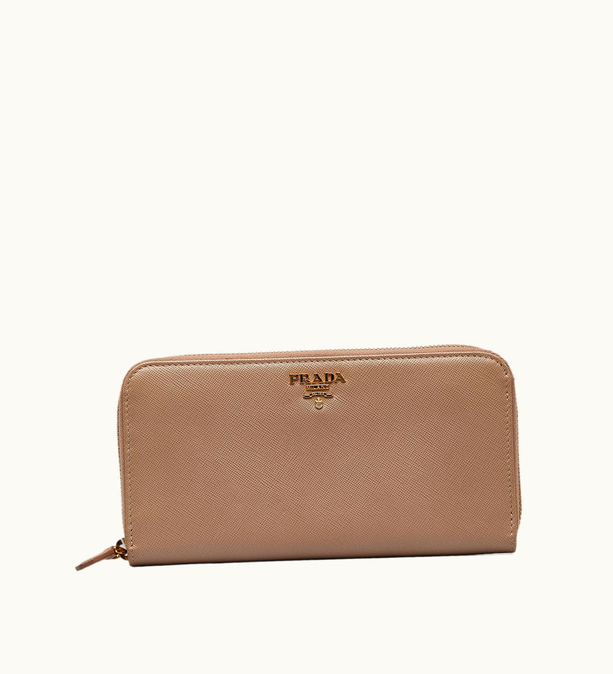 Prada Prada Saffiano Zip Around Long Wallet Black