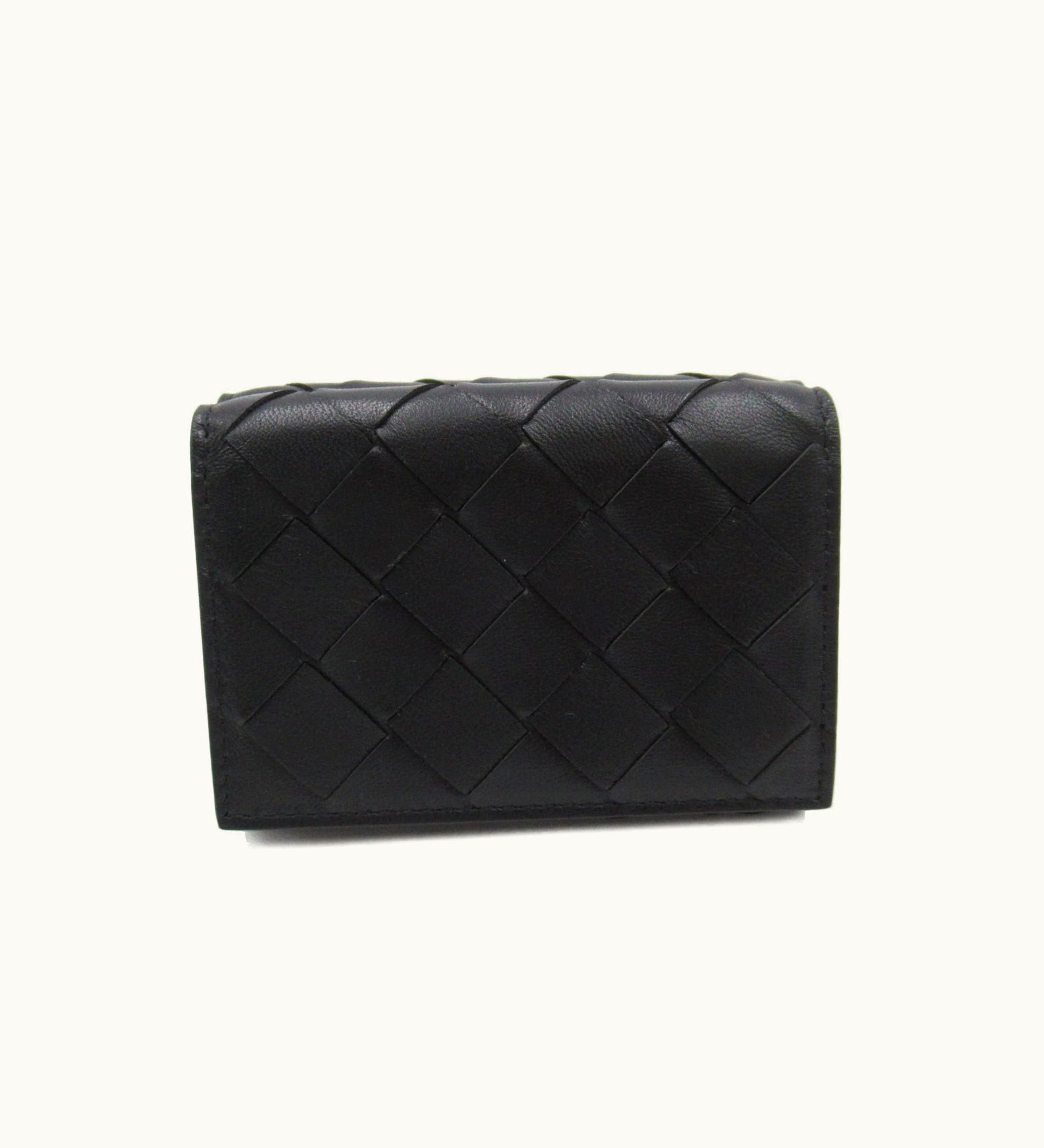Bottega Veneta Bottega Veneta Intrecciato Tri-Fold Wallet Black Leather