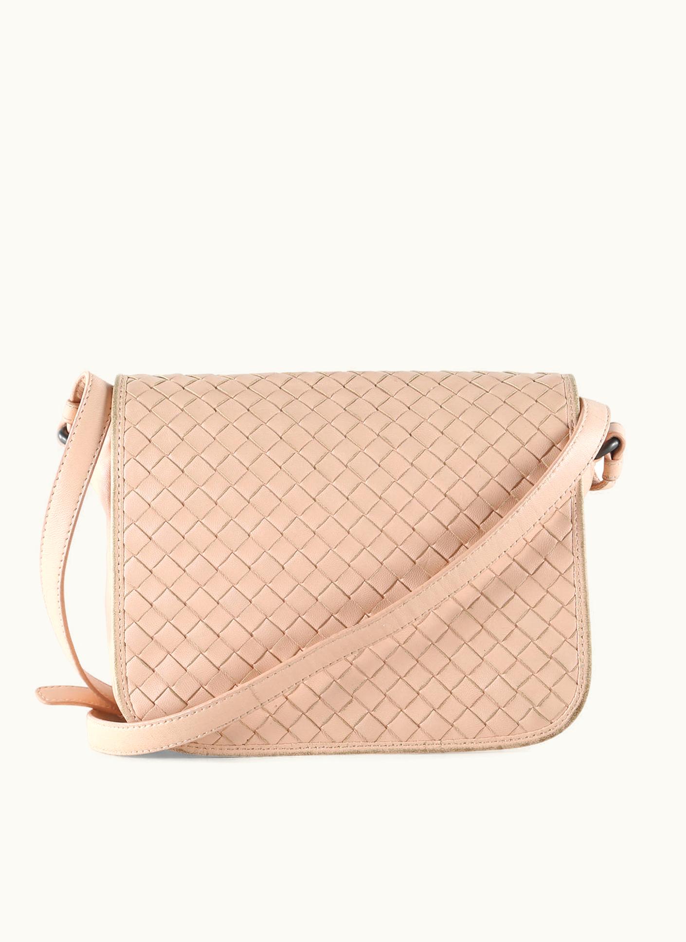 Bottega Veneta Bottega Veneta Pink Intrecciato Leather Flap Crossbody Bag