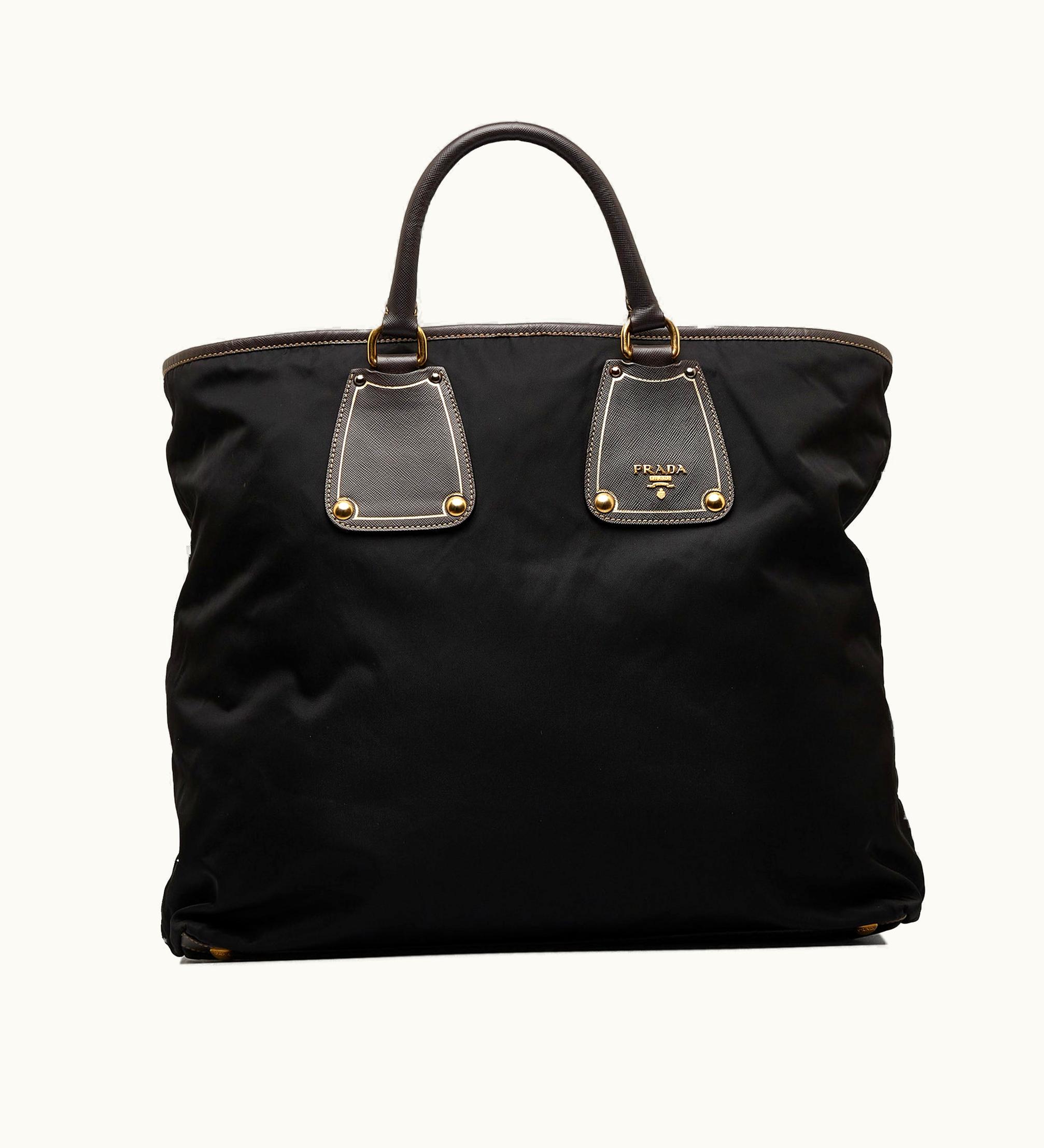 Prada Prada Tessuto Satchel Nylon and Leather Top Zip Closure Black