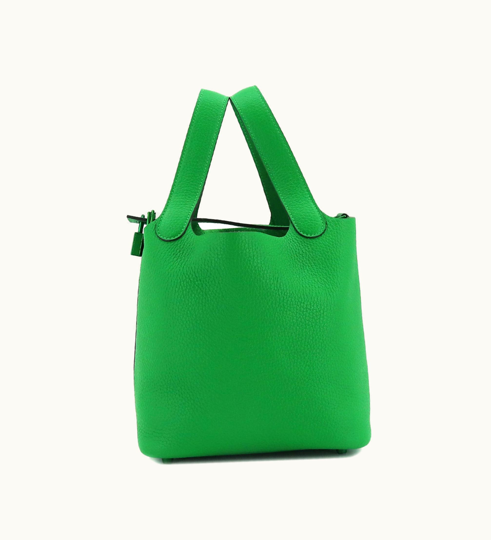 Hermès Hermès Picotin Lock PM Handbag Taurillon Clemence Bambou Green